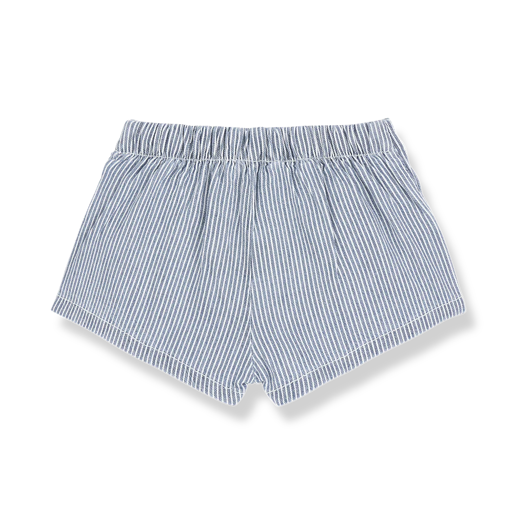 1+ IN THE FAMILY BLUE STRIPED BUTTON SHORTS [FINAL SALE] - Image 2