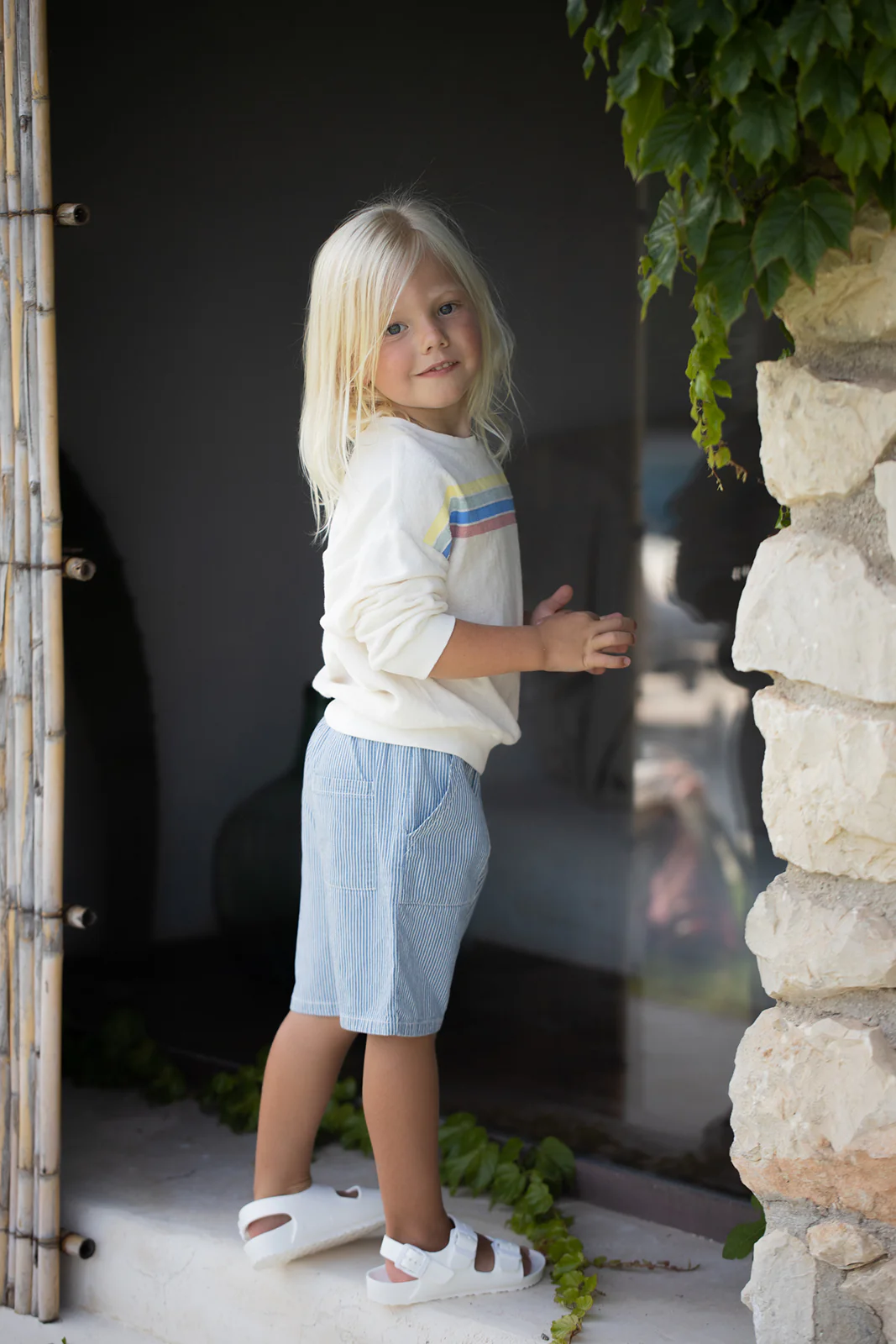 1+ IN THE FAMILY BLUE STRIPED SHORTS [FINAL SALE] - Image 3