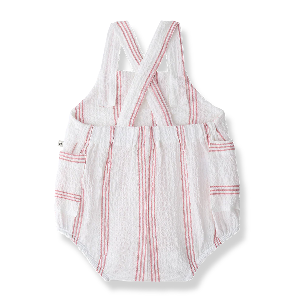1+ IN THE FAMILY WHITE/PINK WIDE STRIPED ROMPER [FINAL SALE] - Image 2