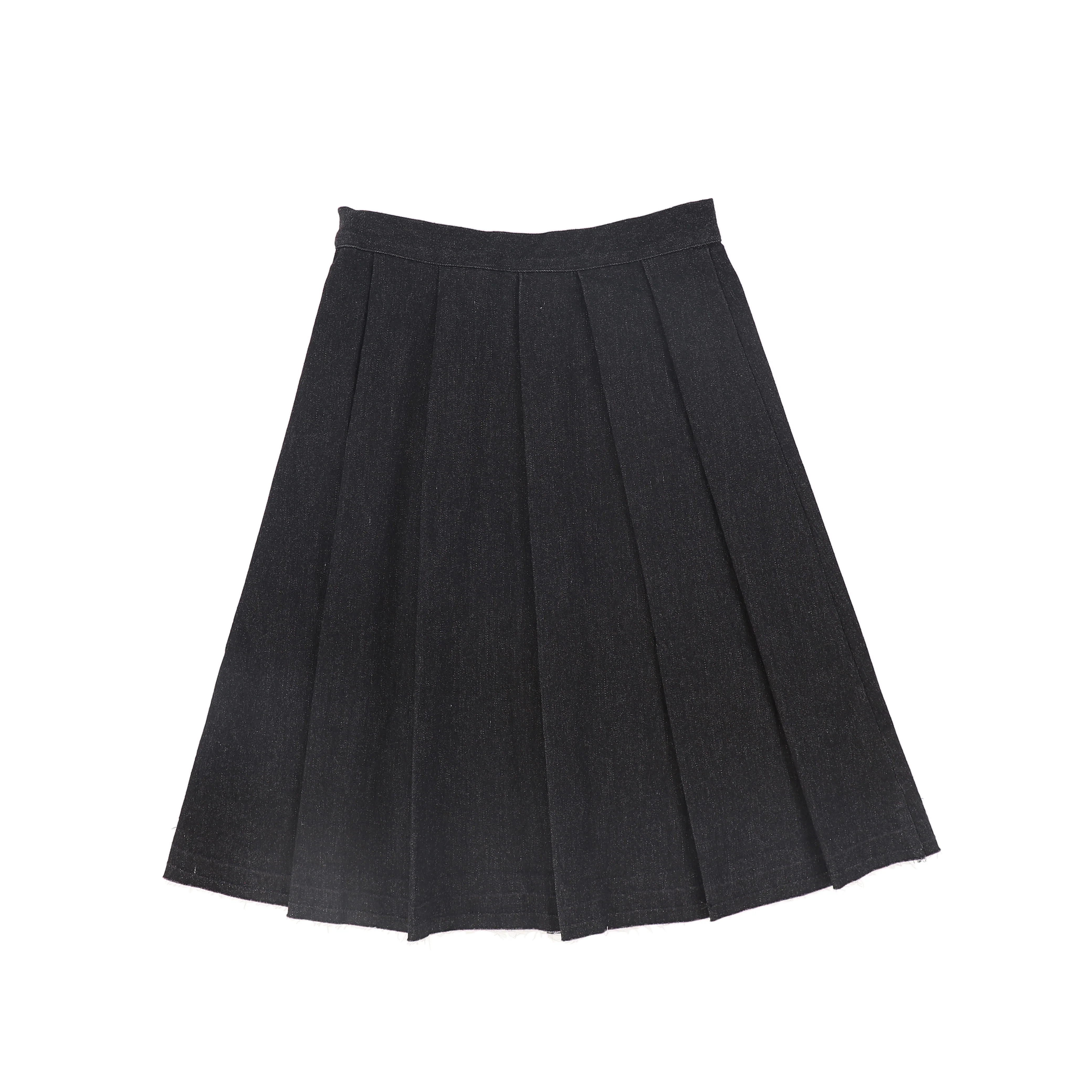 BACE COLLECTION BLACK DENIM FLAIR PLEAT SKIRT [FINAL SALE] - Image 2