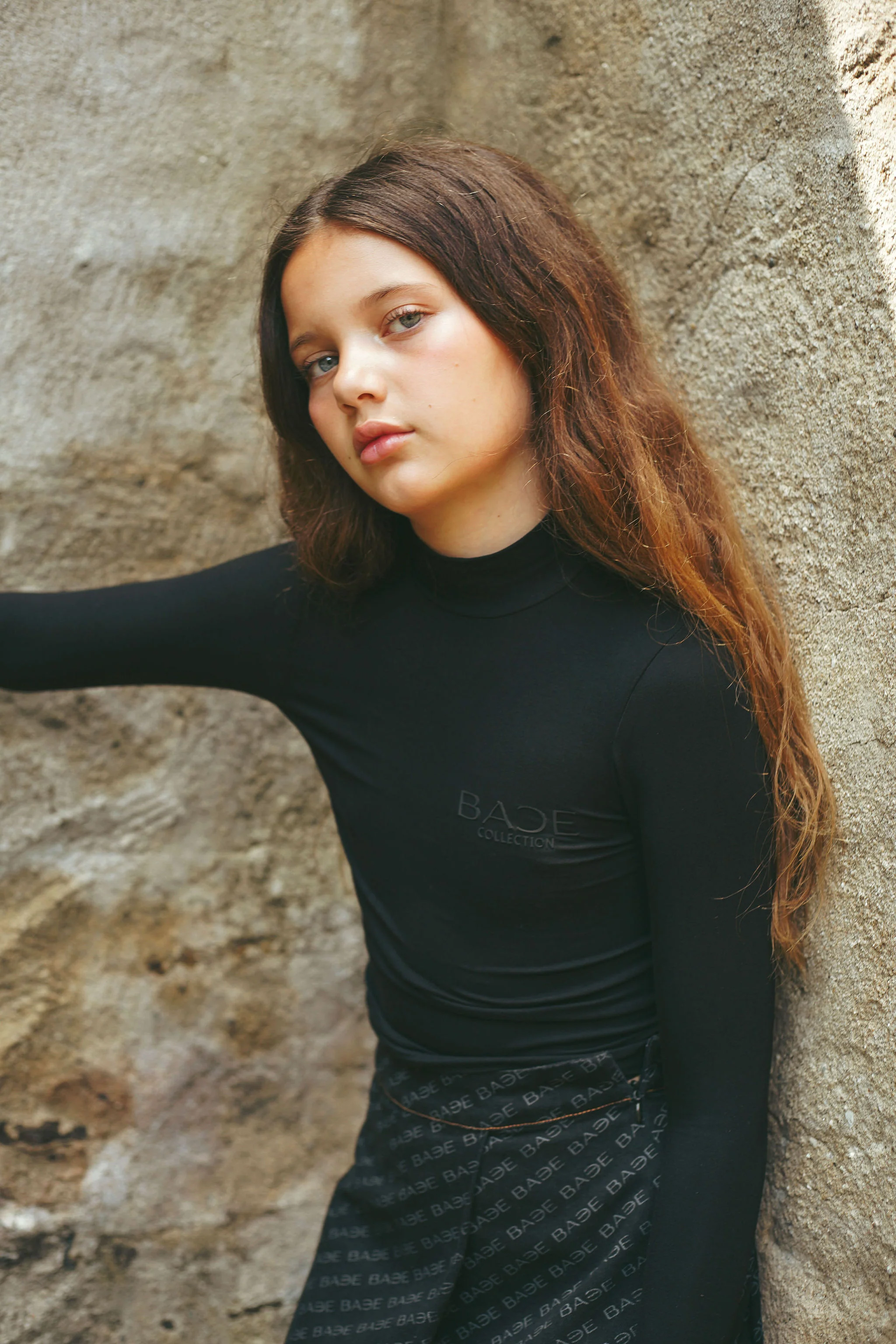 BACE COLLECTION BLACK TONAL PRINTED TURTLENECK [FINAL SALE] - Image 4