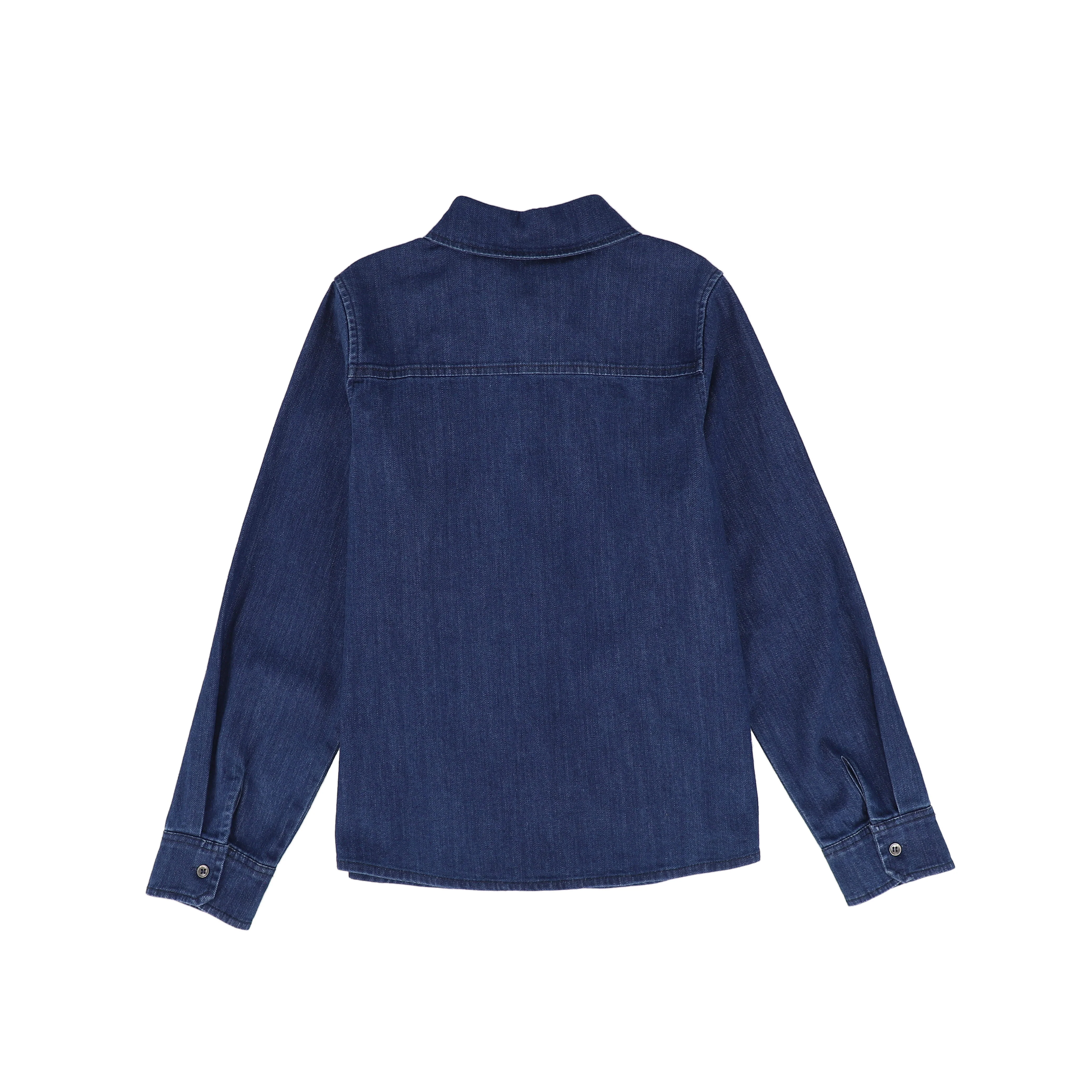 BACE COLLECTION MID BLUE DENIM BUTTON SHIRT [FINAL SALE] - Image 2