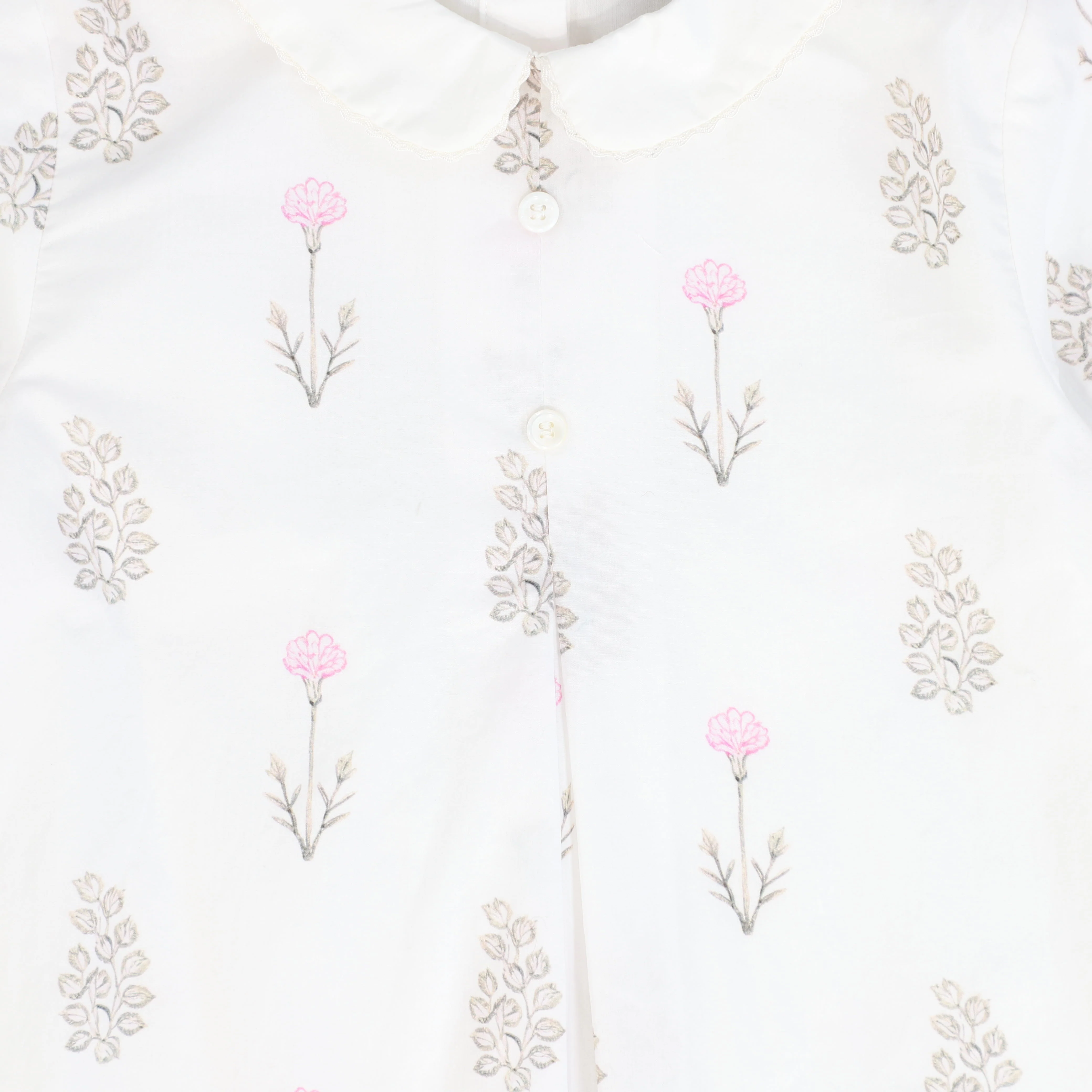 BACE COLLECTION BEIGE FLORAL SCATTERED COLLAR 3/4 SLEEVE DRESS [FINAL SALE] - Image 3