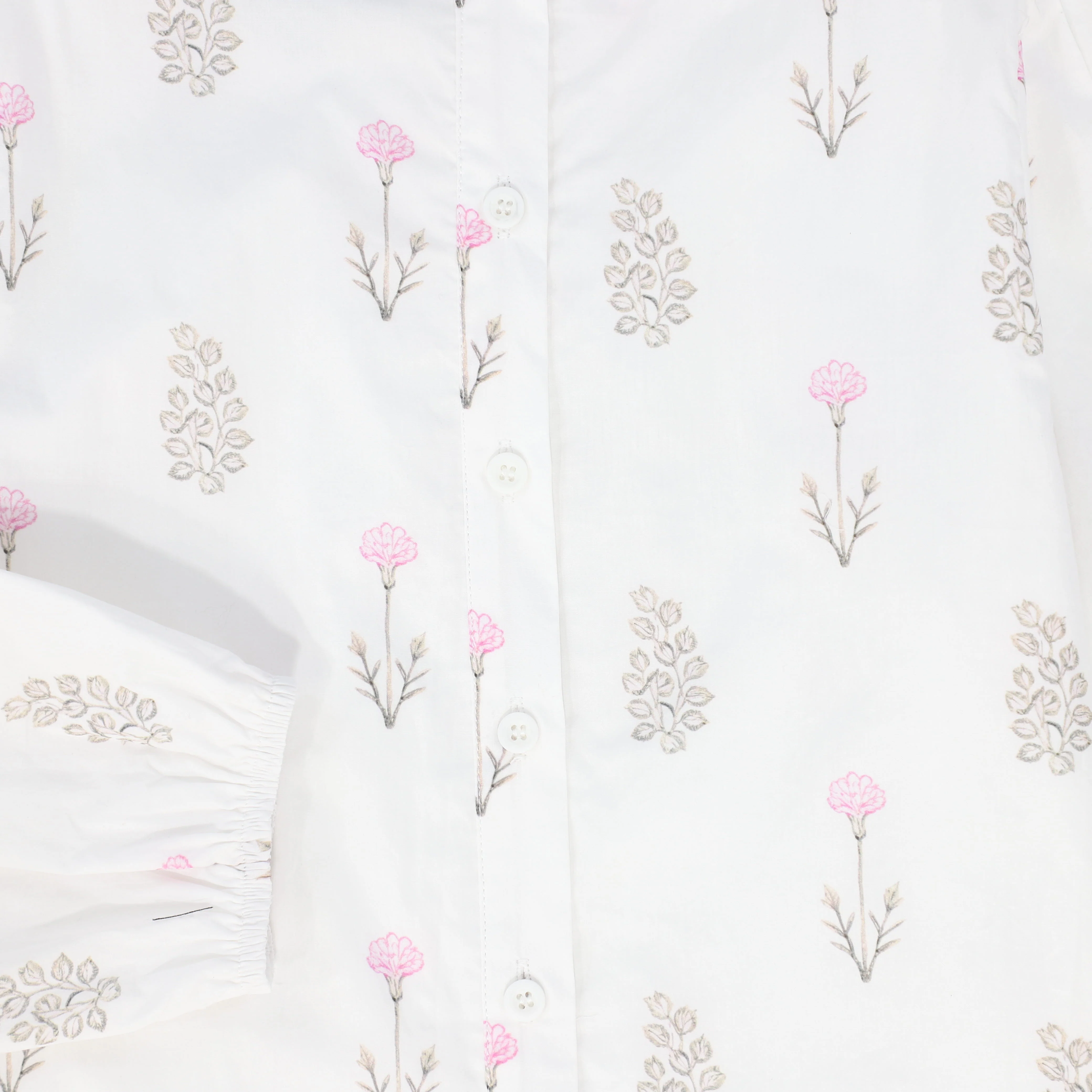 BACE COLLECTION BEIGE FLORAL SCATTERED GATHERED BLOUSE [FINAL SALE] - Image 3