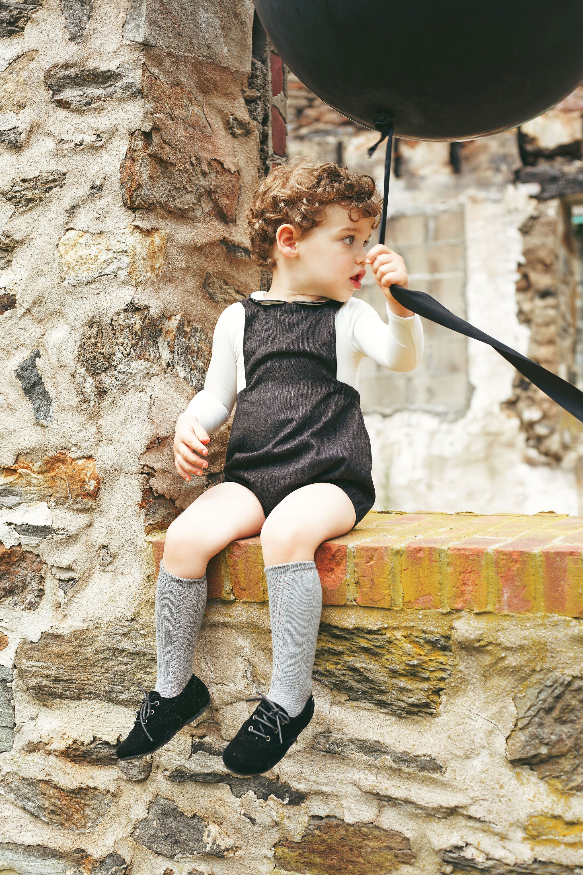 BACE COLLECTION WHITE/GREY LONG SLEEVE ONESIE [FINAL SALE] - Image 4