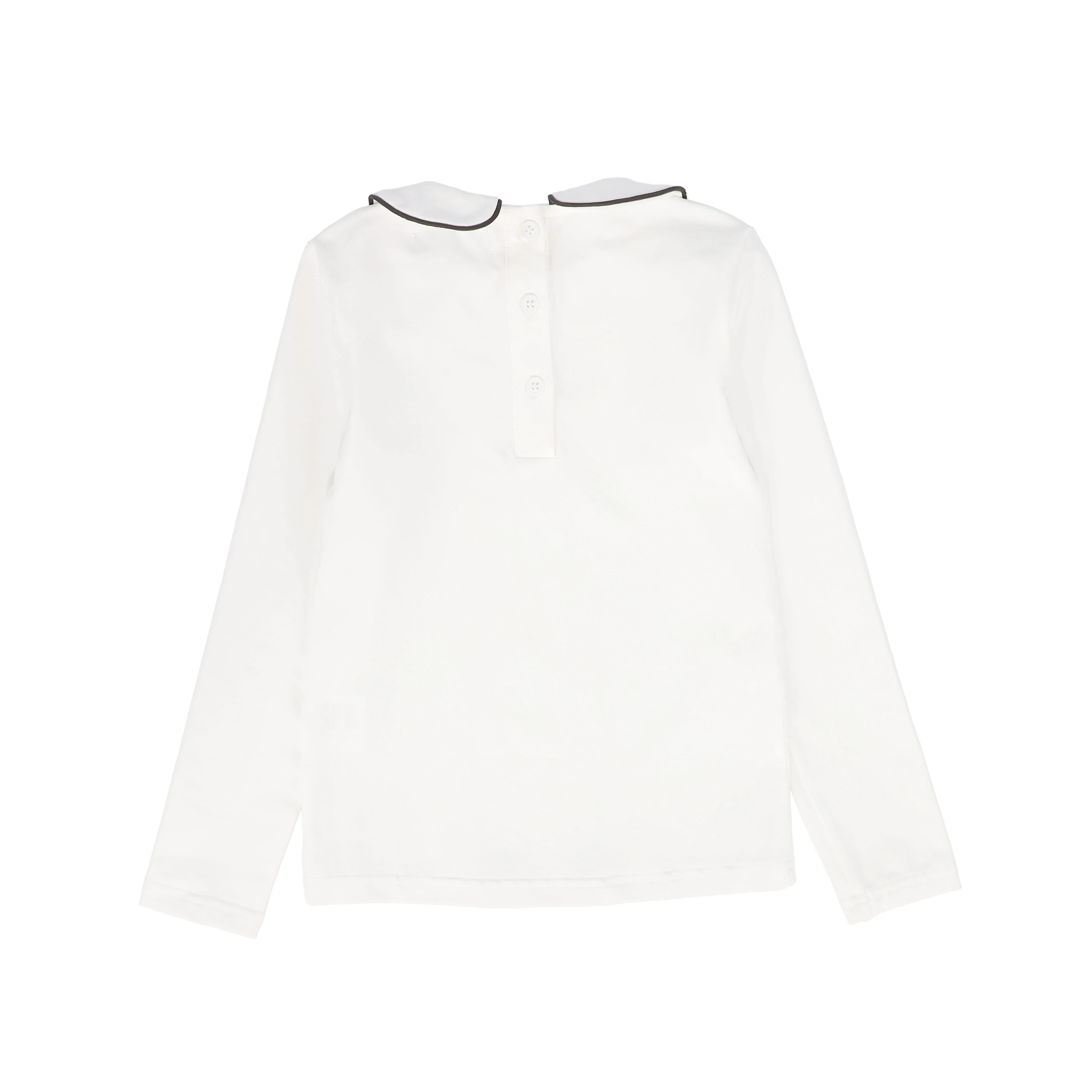 BACE COLLECTION WHITE/BROWN LONG SLEEVE PIPED TEE [FINAL SALE] - Image 2