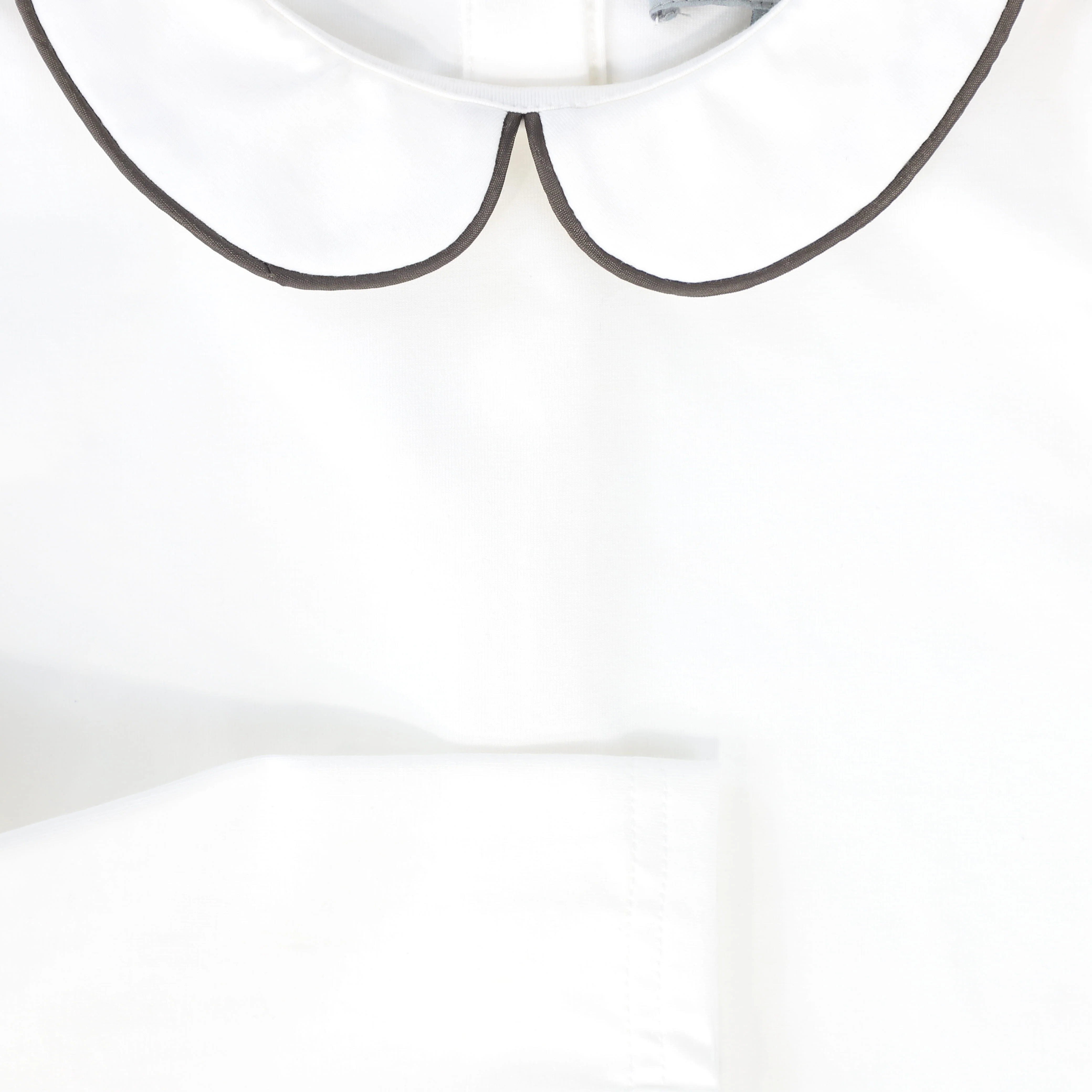 BACE COLLECTION WHITE/BROWN LONG SLEEVE PIPED TEE [FINAL SALE] - Image 3