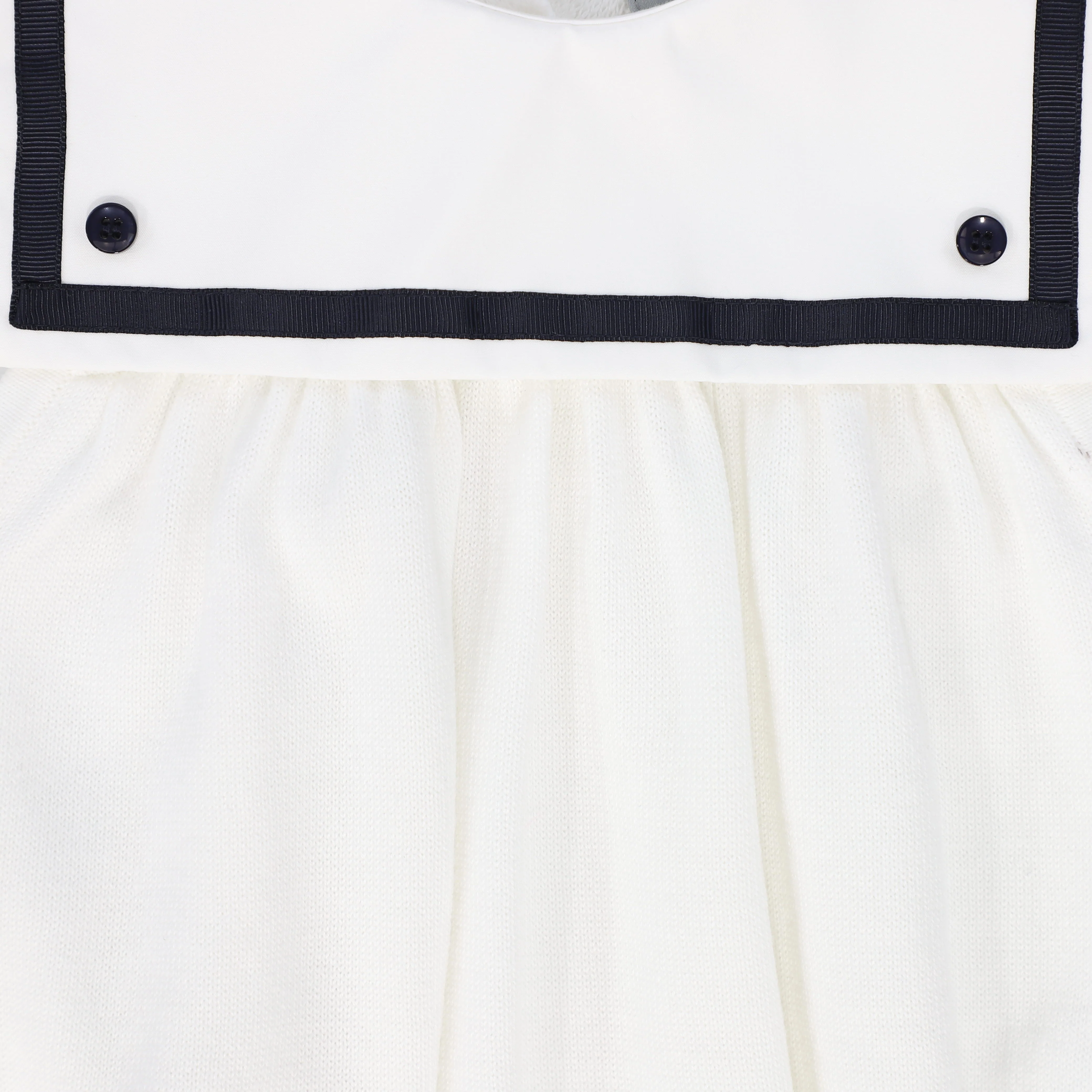 BACE COLLECTION IVORY/NAVY TRIM COLLAR BUTTON ROMPER [FINAL SALE] - Image 3