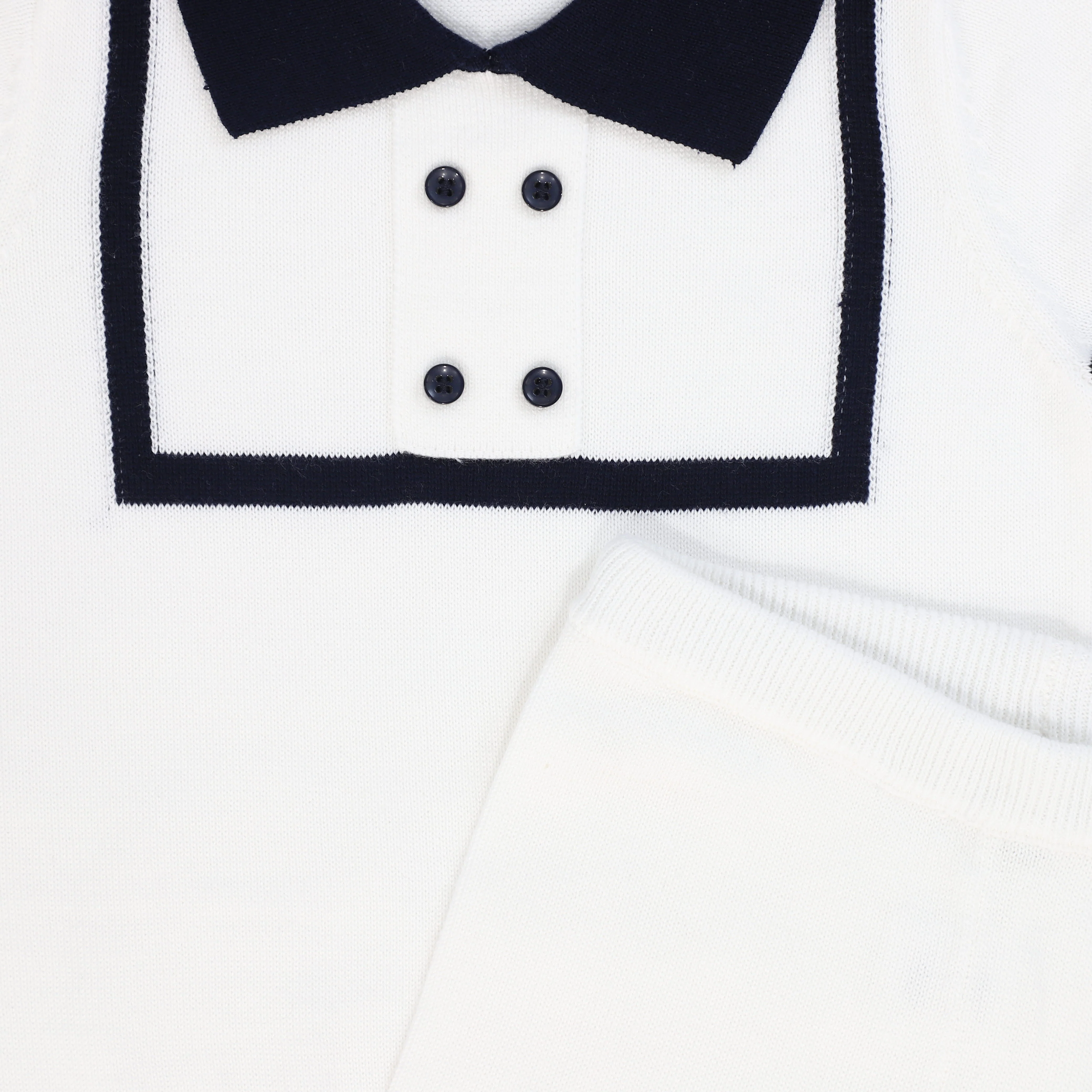 BACE COLLECTION IVORY/NAVY TRIM COLLAR SWEATER SET [FINAL SALE] - Image 2