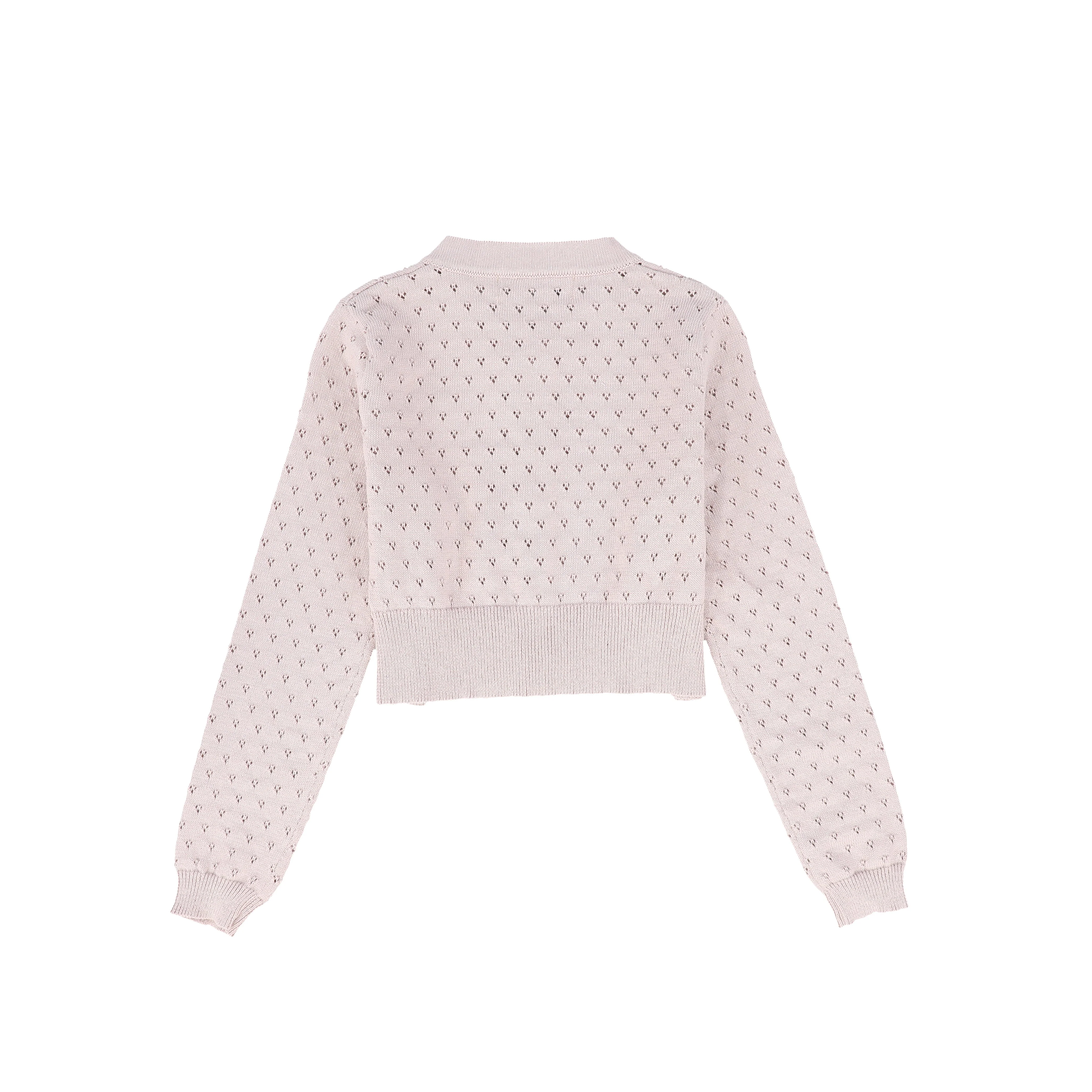 BACE COLLECTION PINK POINTELLE CROP CARDIGAN [FINAL SALE] - Image 2