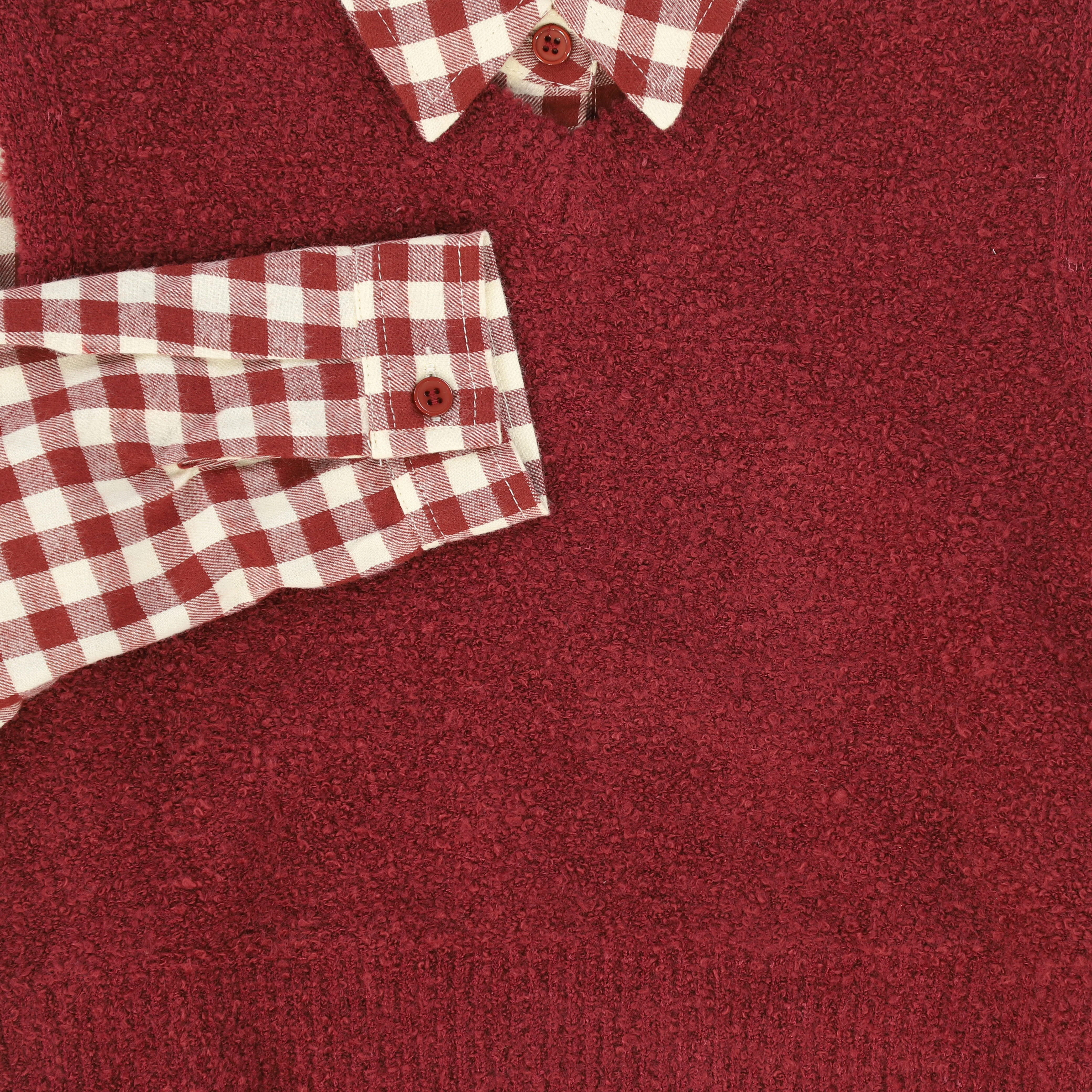 Bace Collection Red Flannel Gingham Overlay Shirt Dress [FINAL SALE] - Image 3