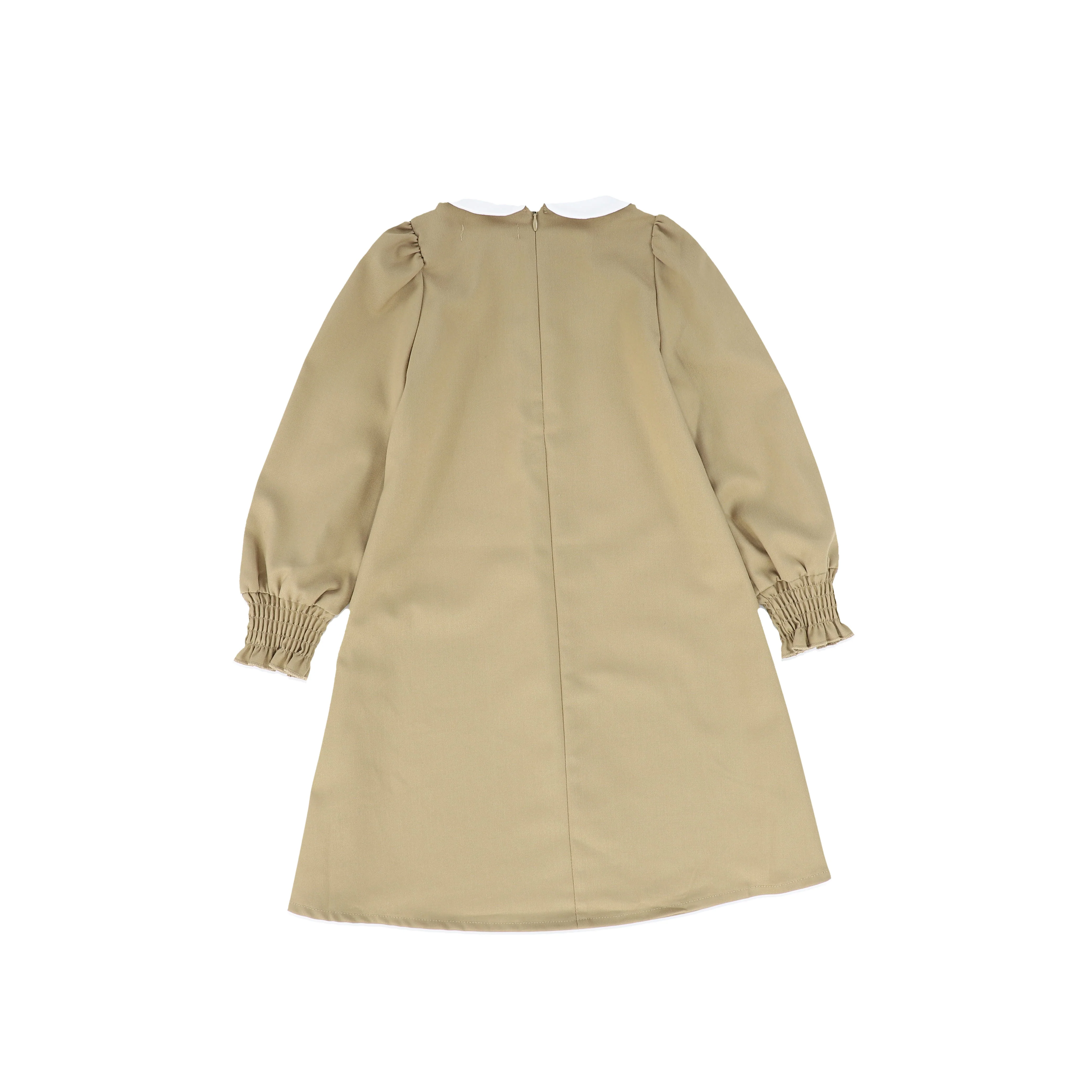 Bace Collection Tan Front Pleat Peter Pan Collar Dress [FINAL SALE] - Image 2