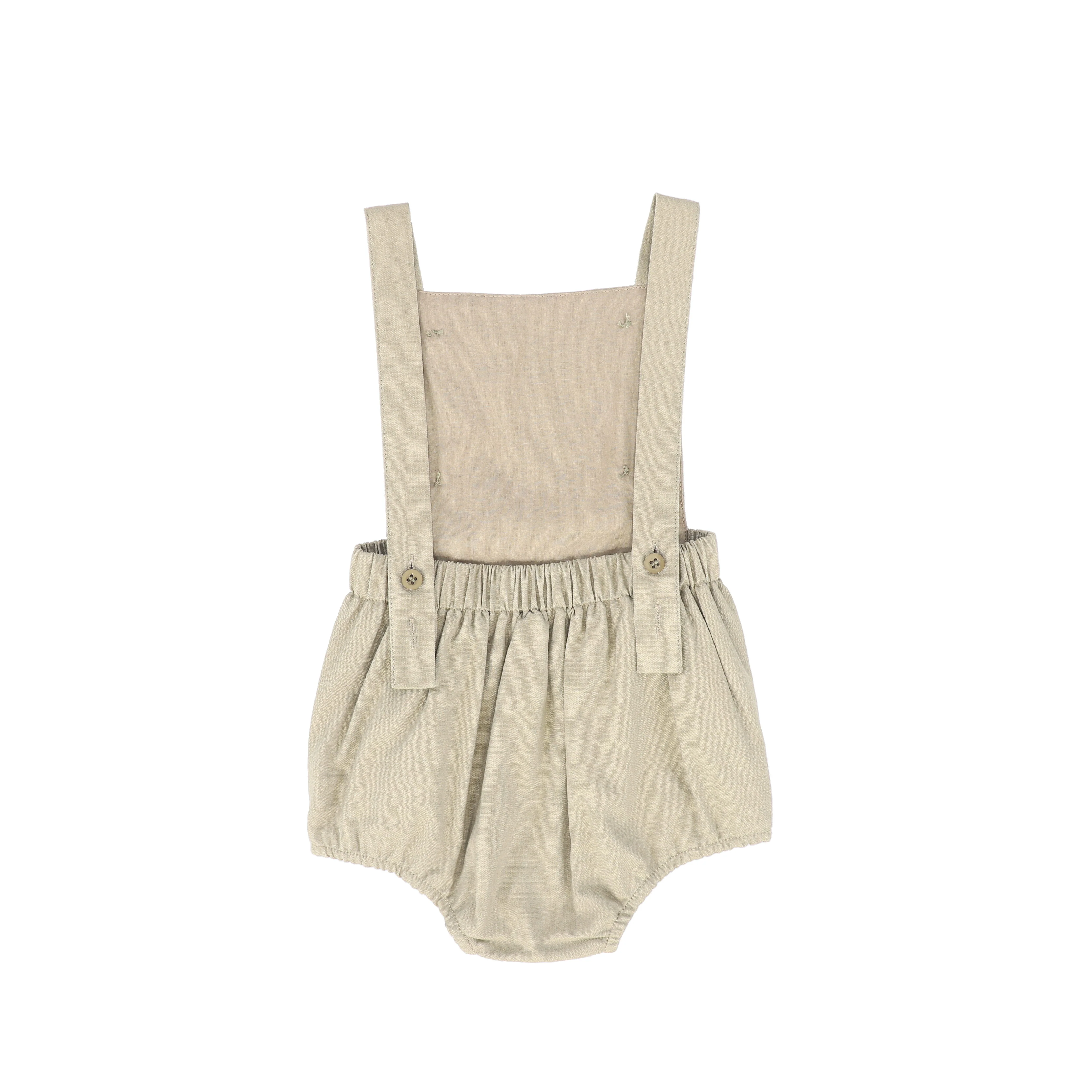 BACE COLLECTION TAN LINEN BUTTON ROMPER [FINAL SALE] - Image 2