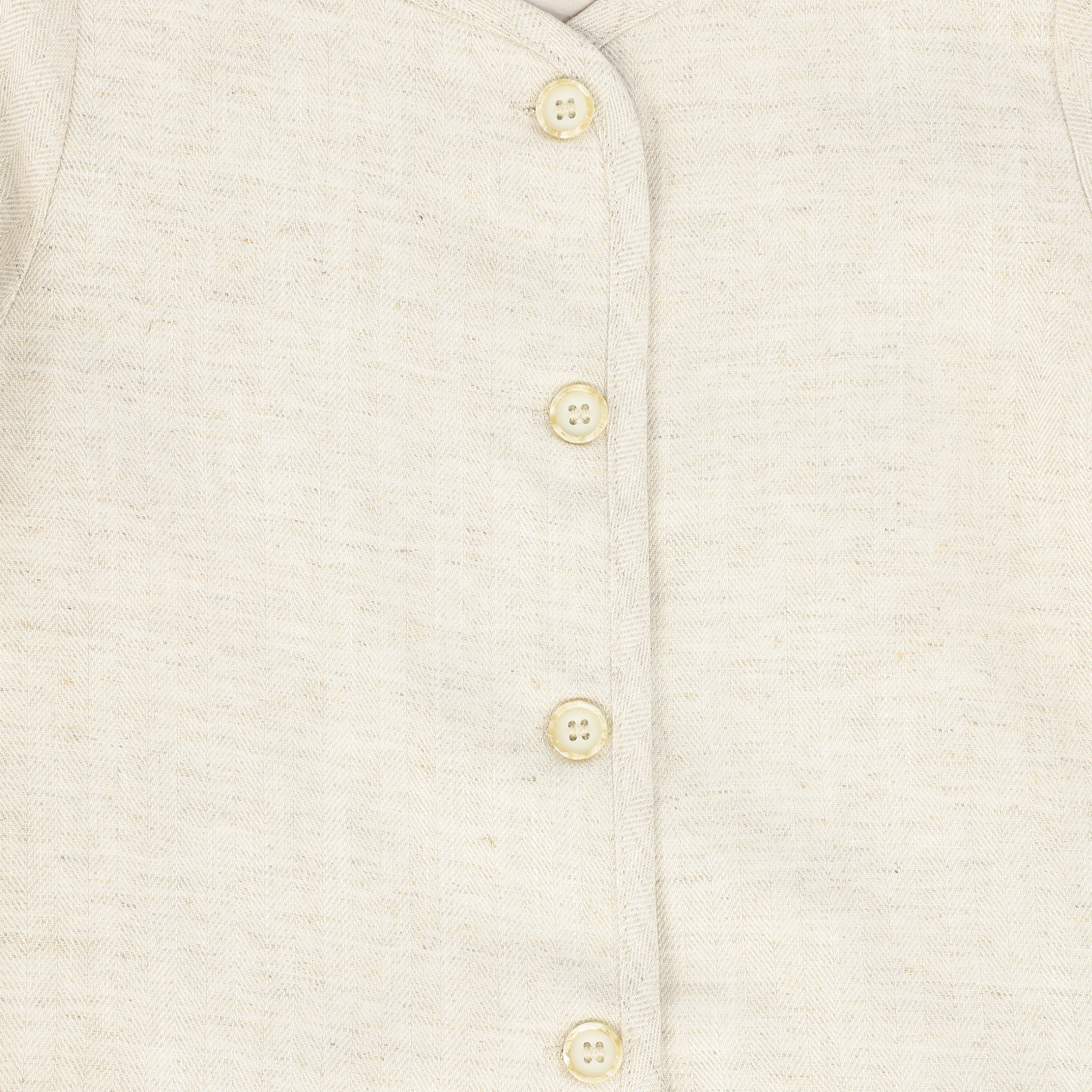 BACE COLLECTION BEIGE LINEN HERRINGBONE BUTTON BLAZER [FINAL SALE] - Image 3