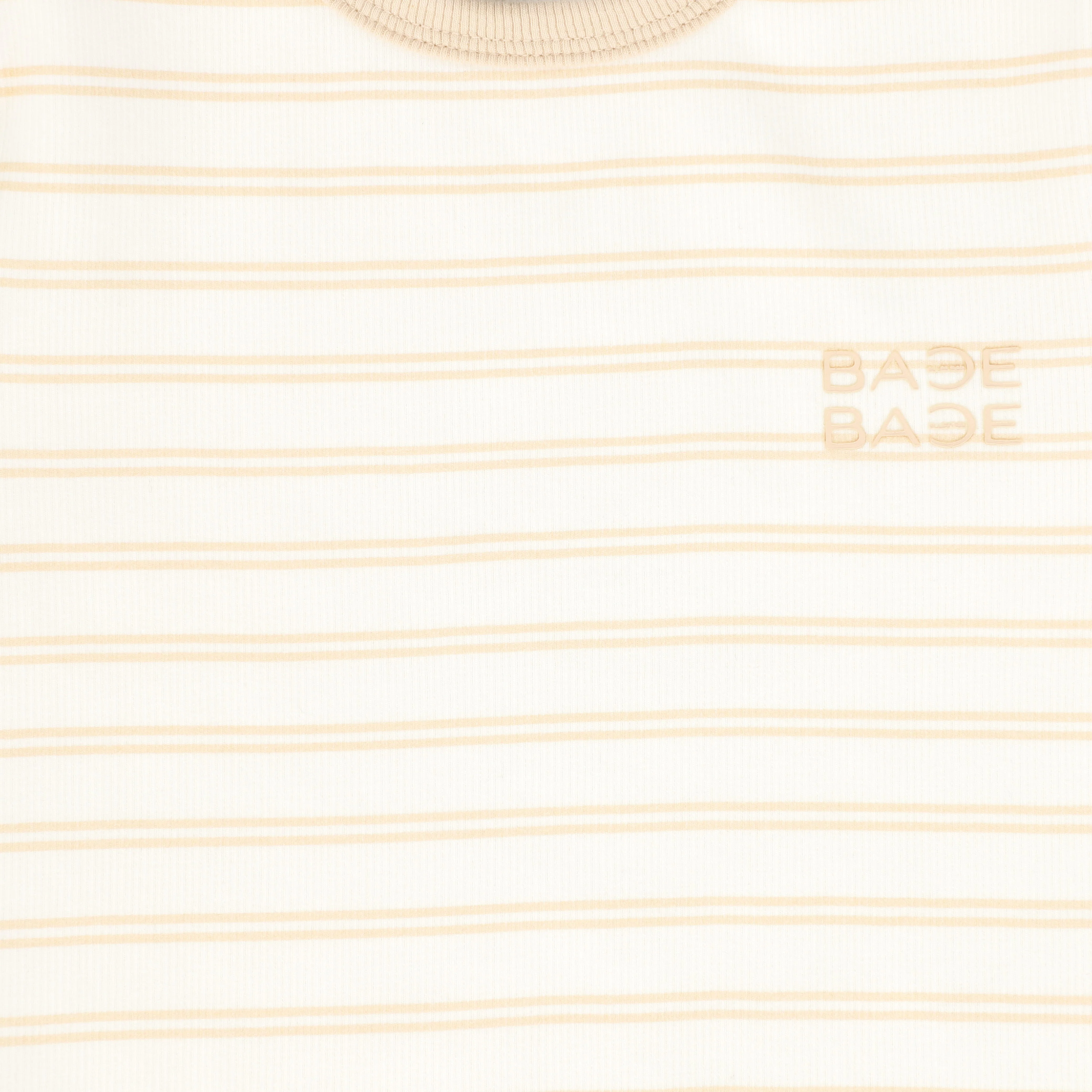 BACE COLLECTION TAN STRIPED RIBBED SS T-SHIRT [FINAL SALE] - Image 3