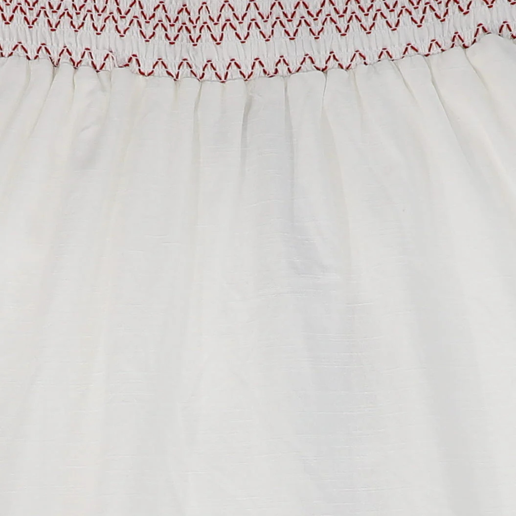 BACE COLLECTION WHITE SMOCKED STICHED DETAIL SKIRT [FINAL SALE] - Image 3
