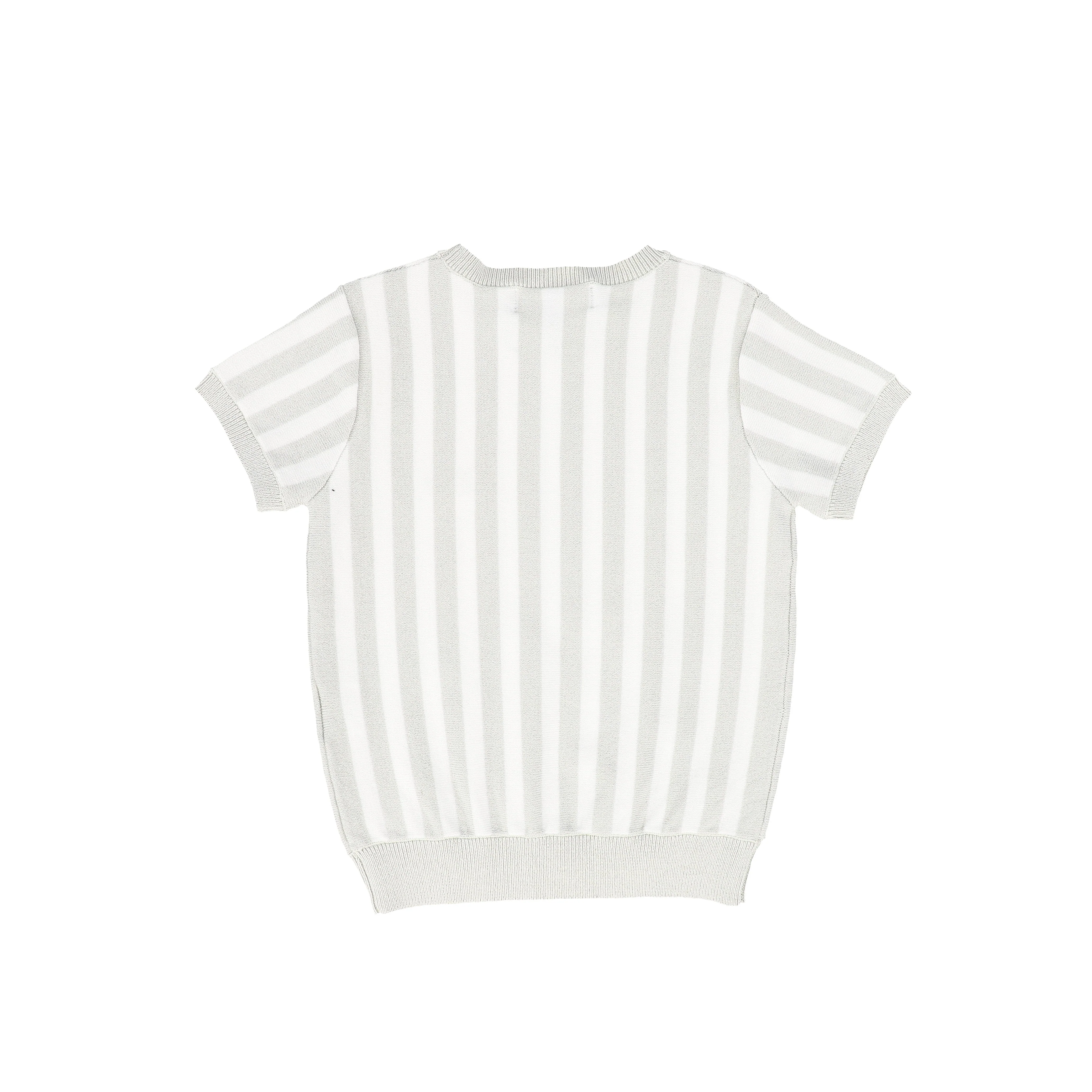 BACE COLLECTION WHITE/TAN STRIPED KNIT SWEATER [FINAL SALE] - Image 2