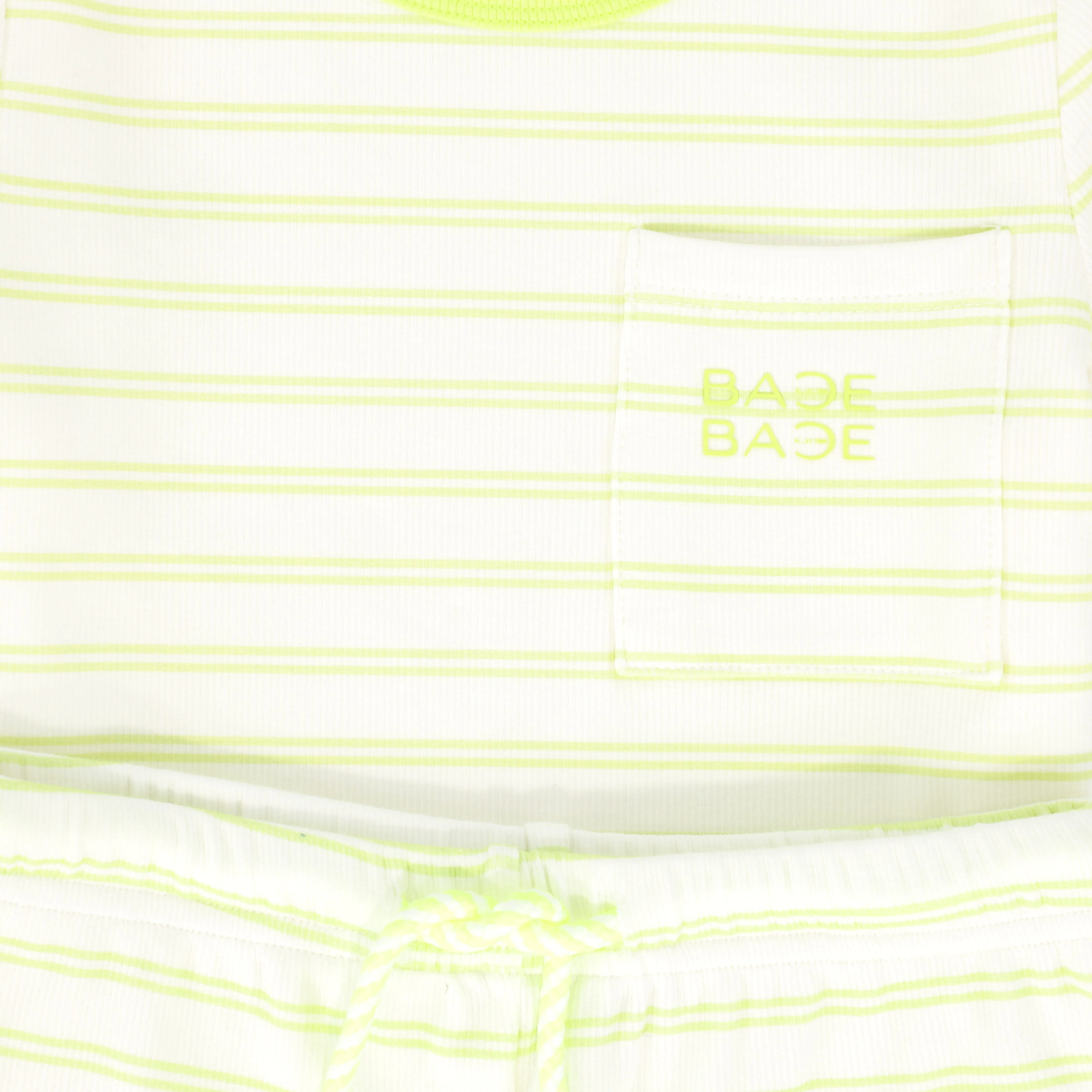 BACE COLLECTION YELLOW STRIPED RIBBED T-SHIRT SET [FINAL SALE] - Image 2