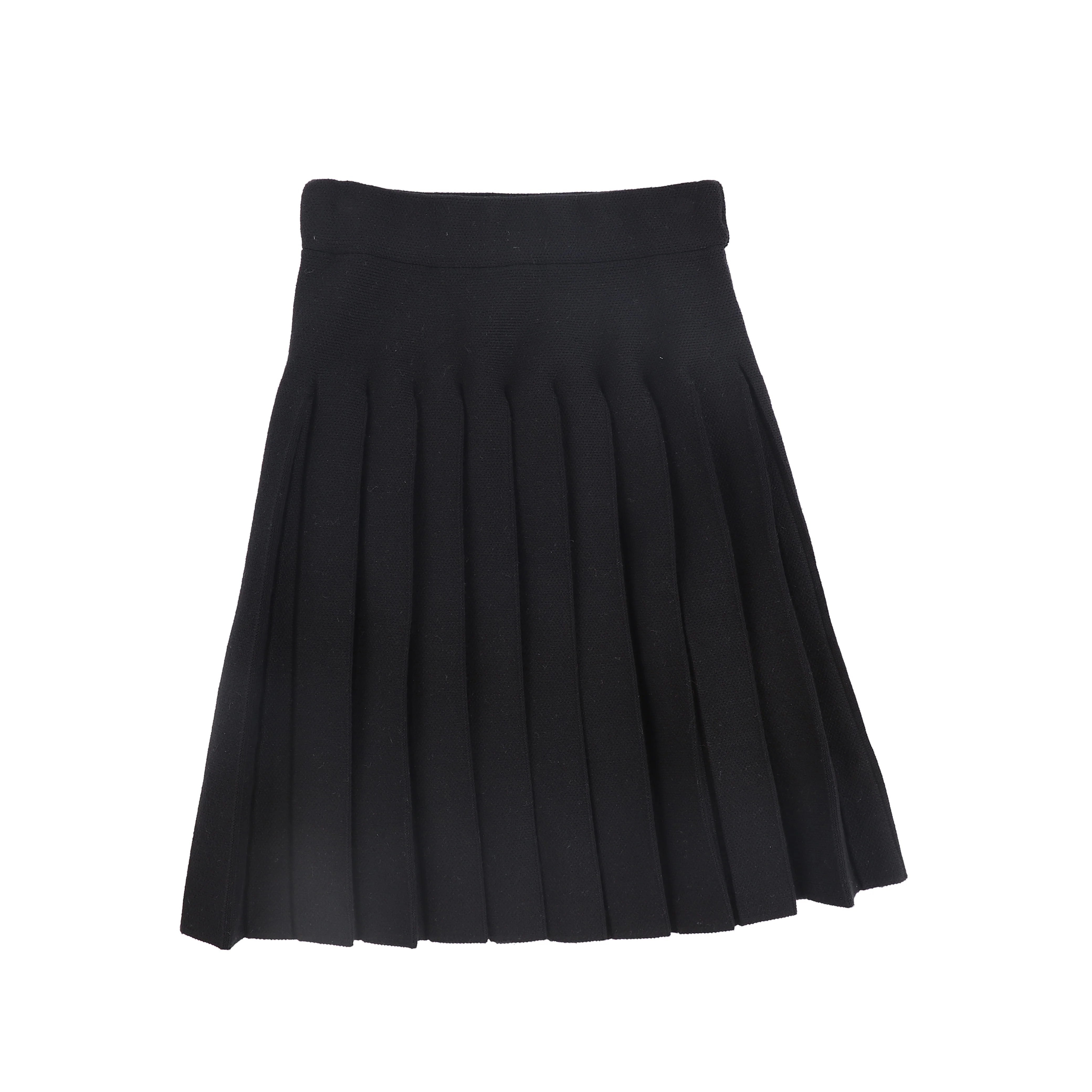 BAMBOO BLACK KNIT DROP PLEAT SKIRT [FINAL SALE] - Image 2