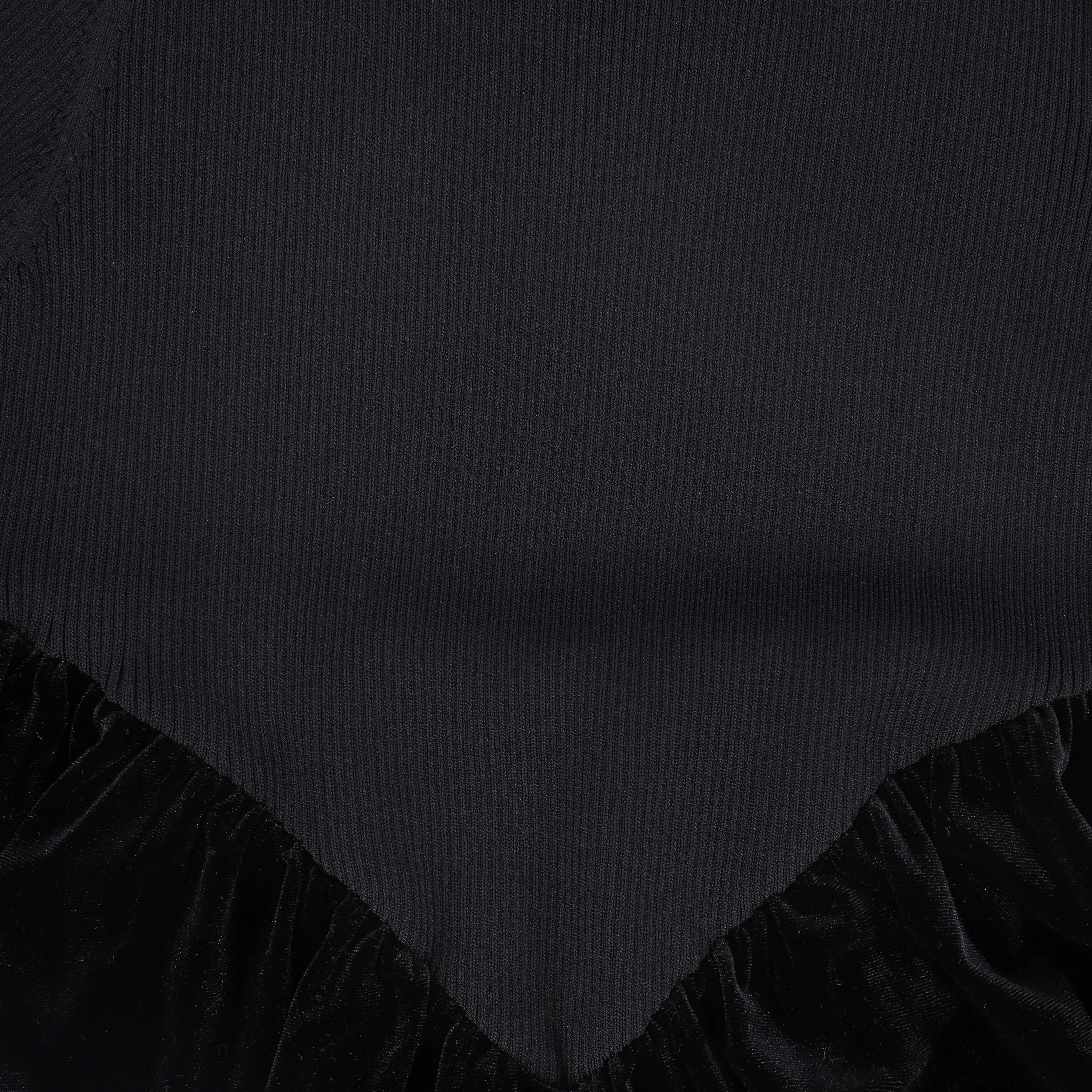 BAMBOO BLACK KNIT/VELOUR V PLEAT MAXI DRESS [FINAL SALE] - Image 2