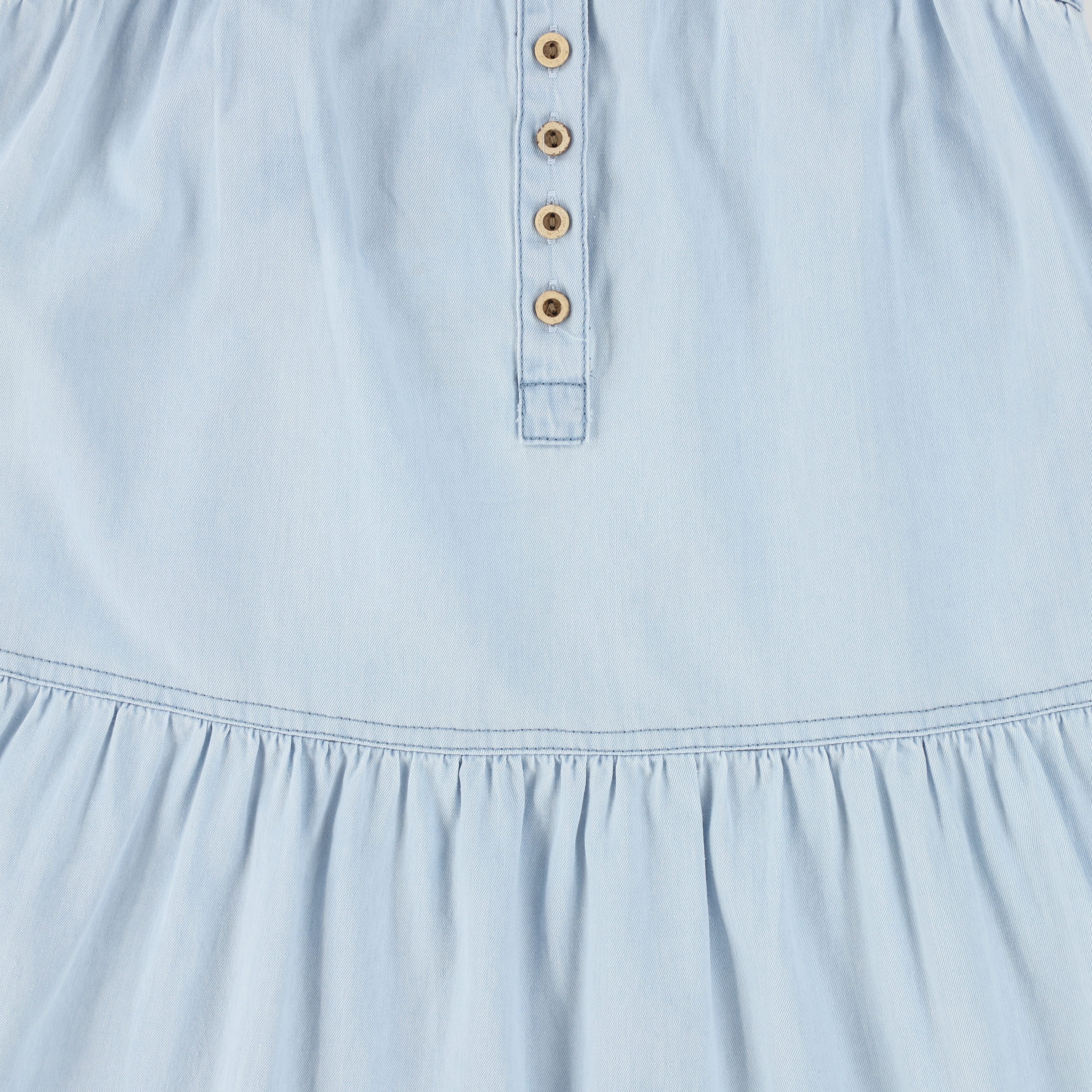 BAMBOO LIGHT BLUE DENIM BUTTON TIERED MAXI JUMPER [FINAL SALE] - Image 3