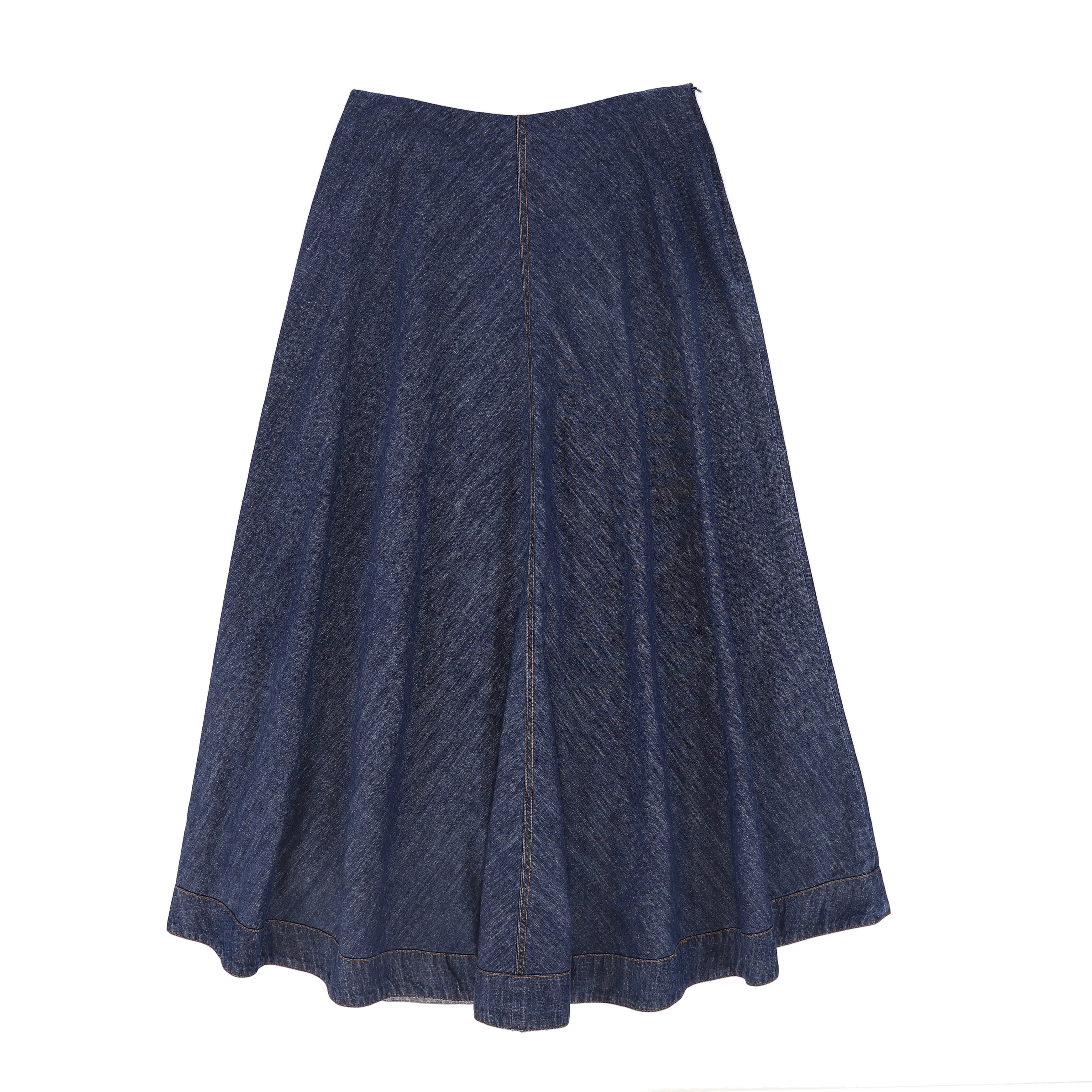 BAMBOO DARK DENIM FLAIR MAXI SKIRT [FINAL SALE] - Image 2