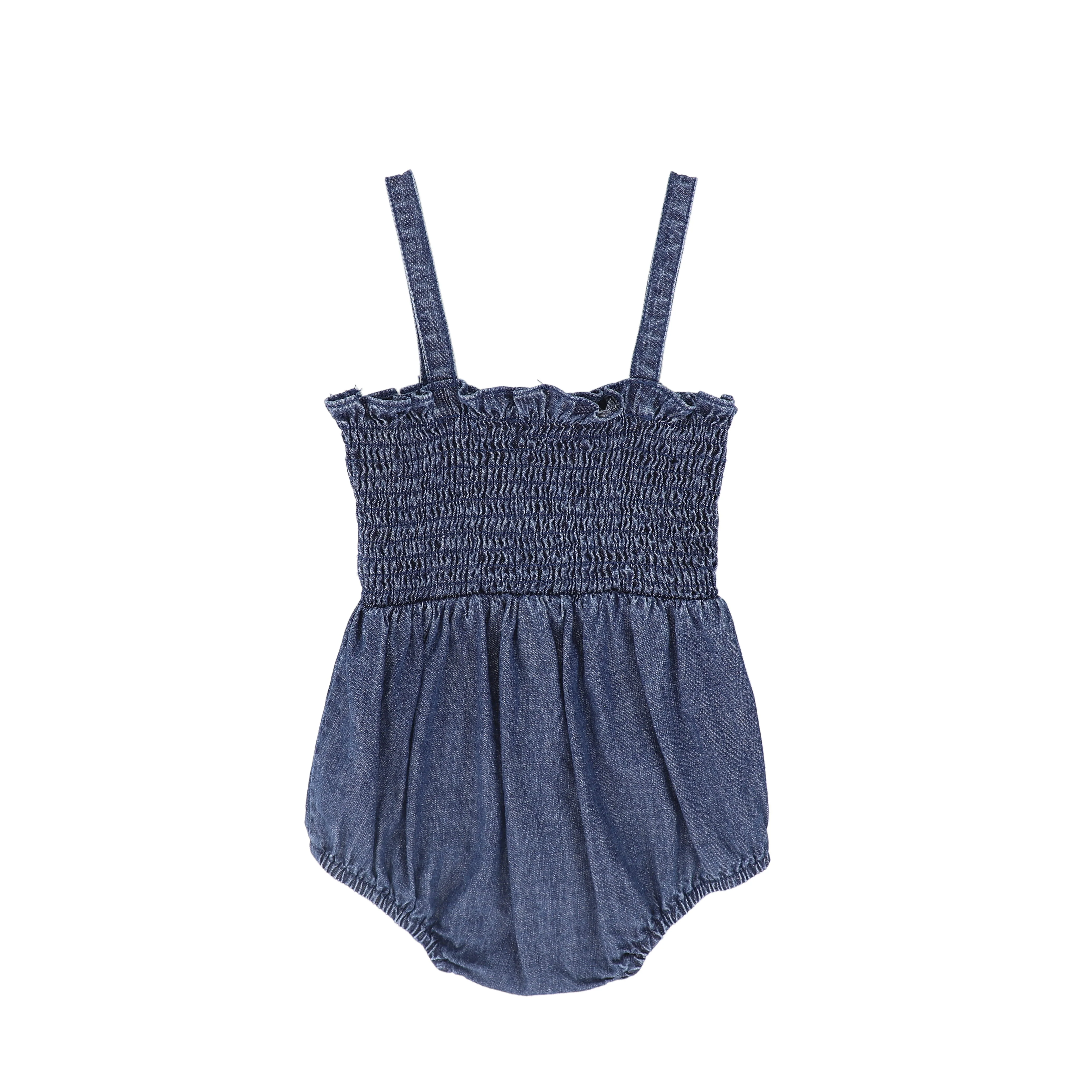 BAMBOO BLUE DENIM SMOCK ROMPER [FINAL SALE] - Image 2