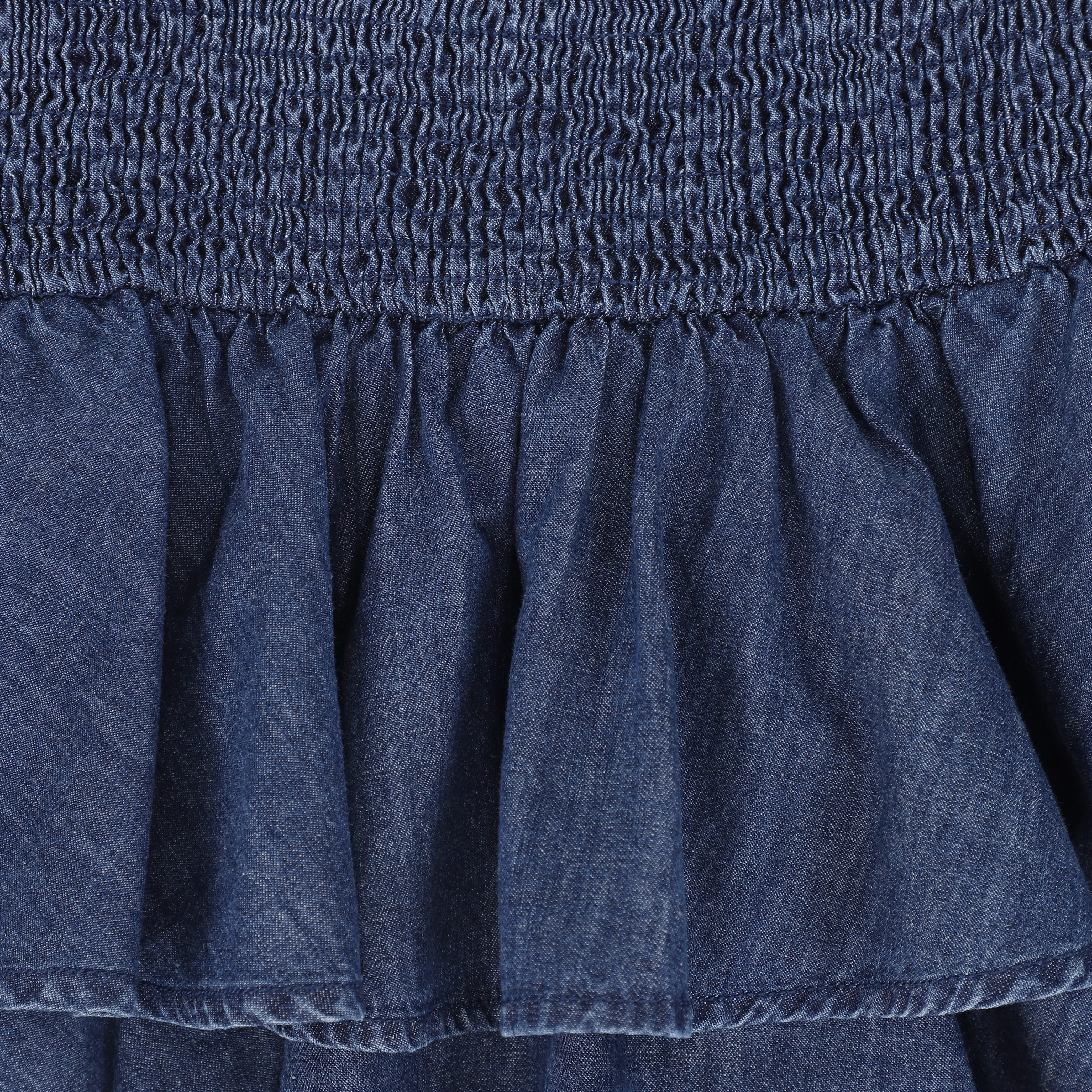 BAMBOO BLUE DENIM SMOCK TIERED SKIRT [FINAL SALE] - Image 3
