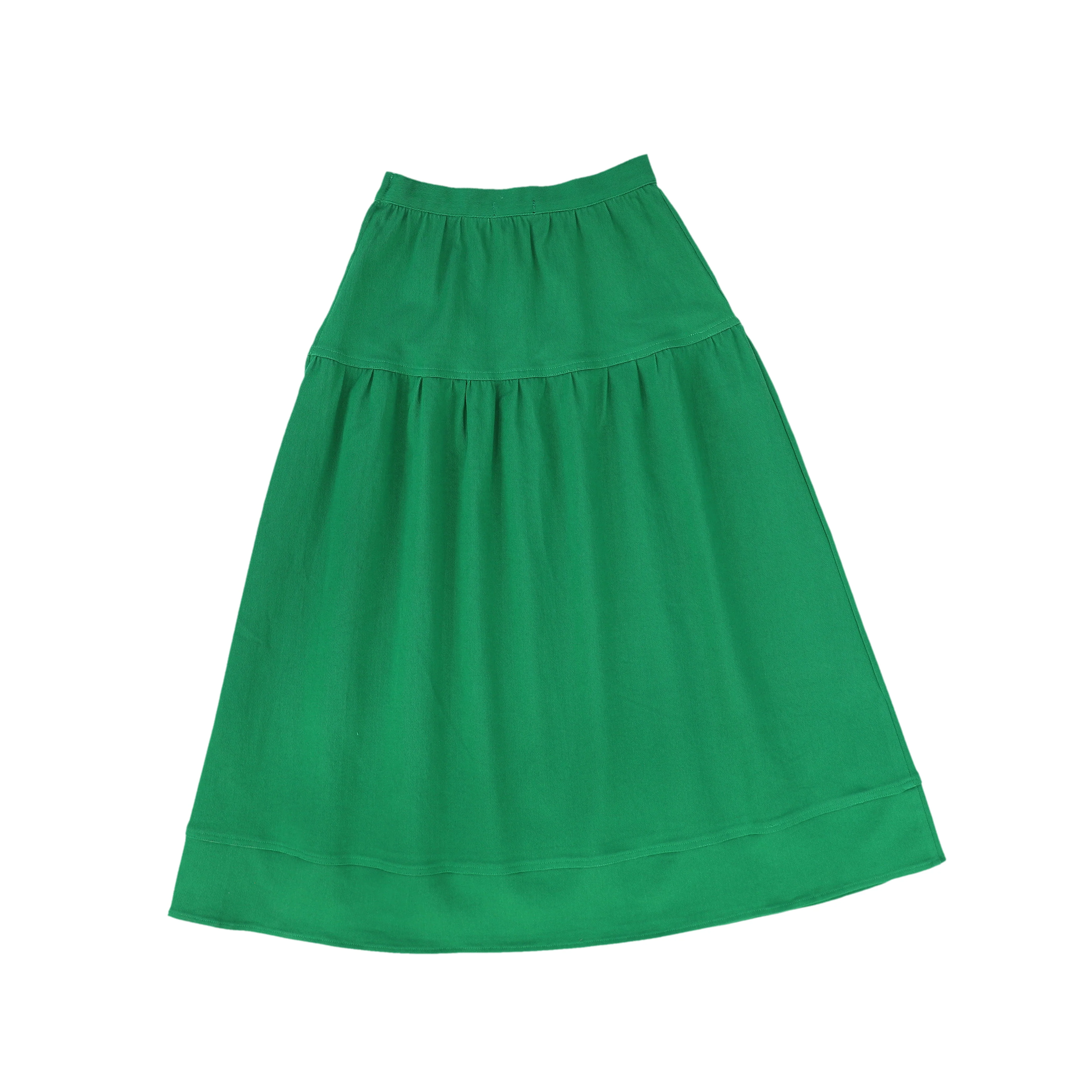 BAMBOO GREEN DENIM WAISTED MAXI SKIRT [FINAL SALE] - Image 2
