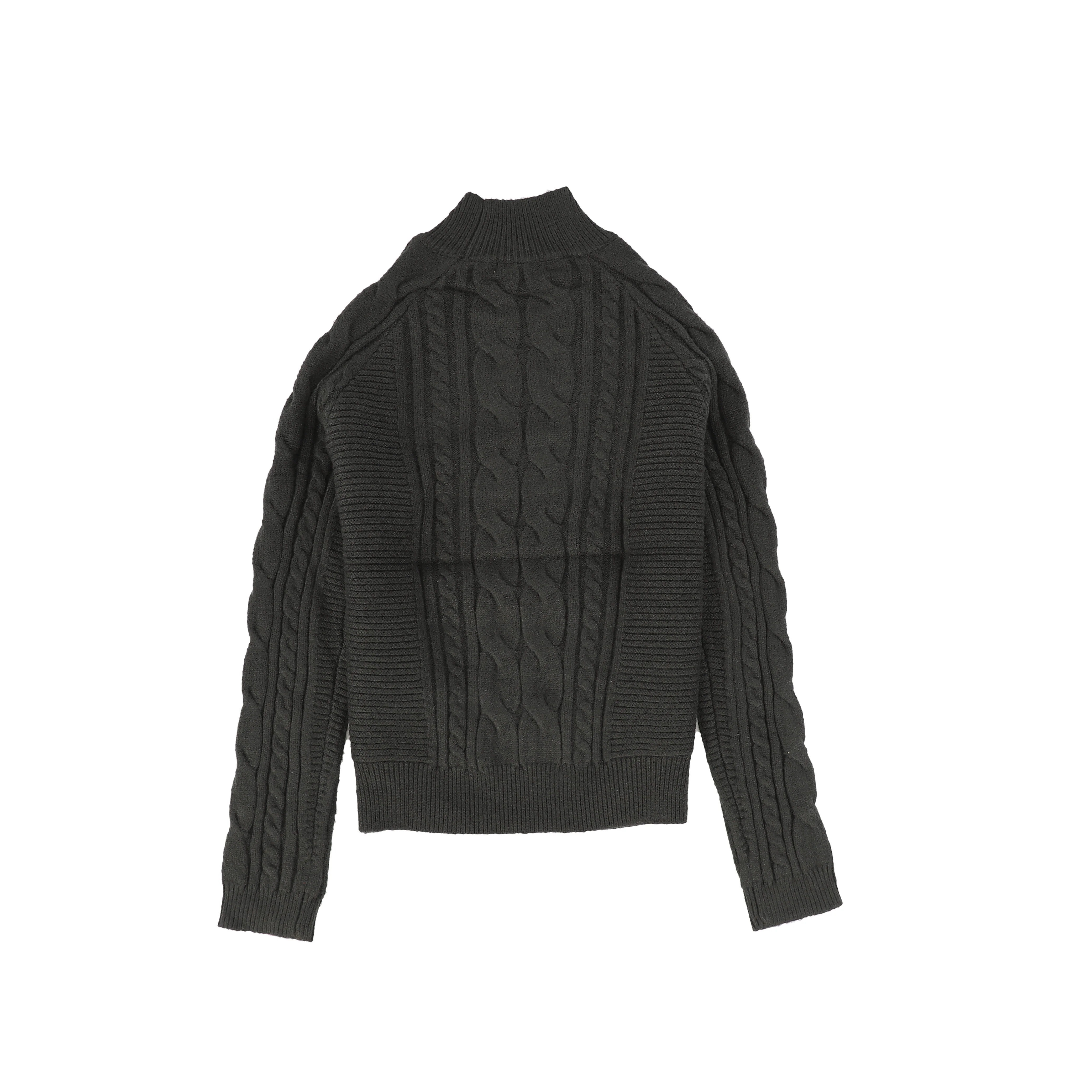 Bamboo Hunter Green Braided Knit Mock Neck Sweater [FINAL SALE] - Image 2