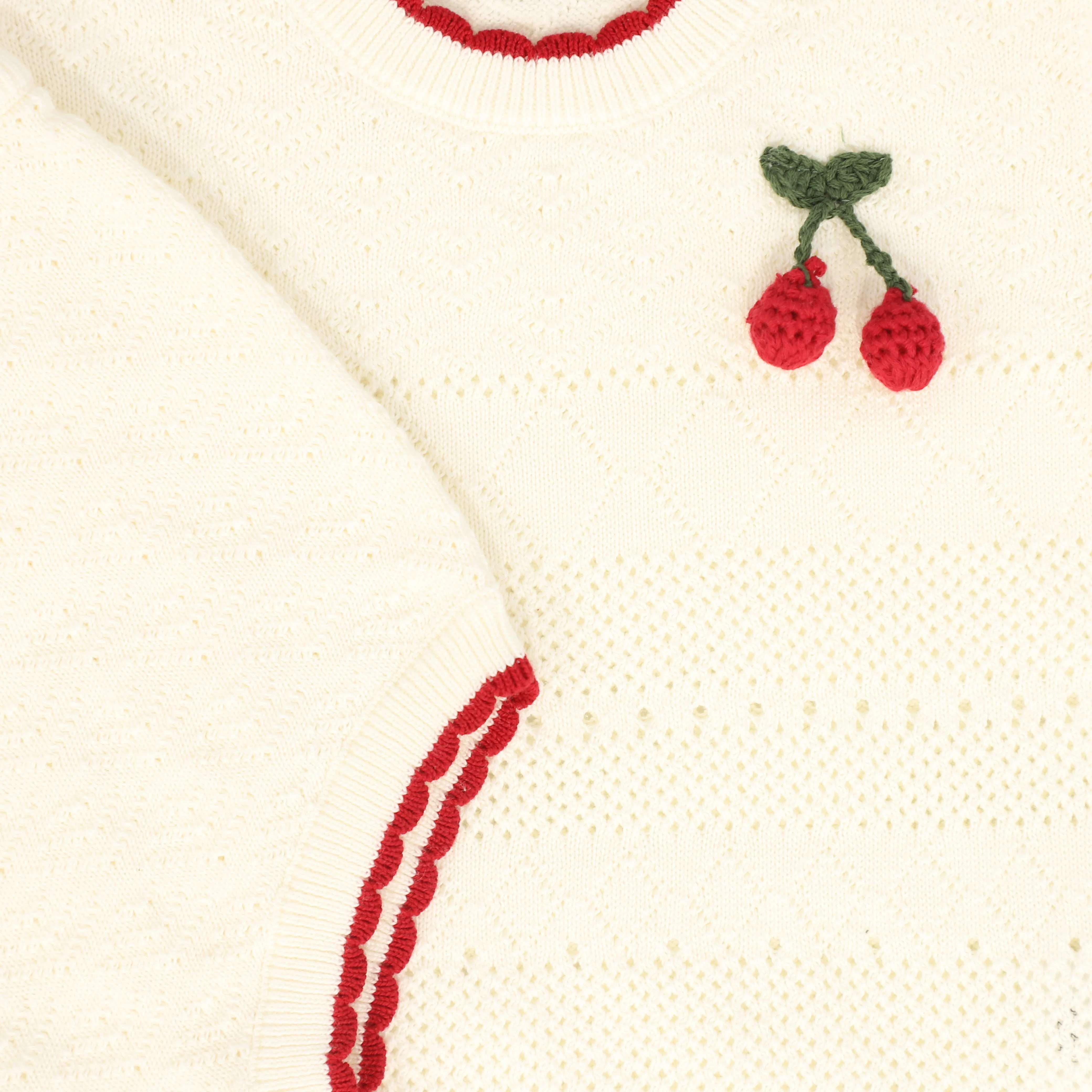 BAMBOO IVORY OPEN KNIT SCALLOP TRIM SET [FINAL SALE] - Image 2