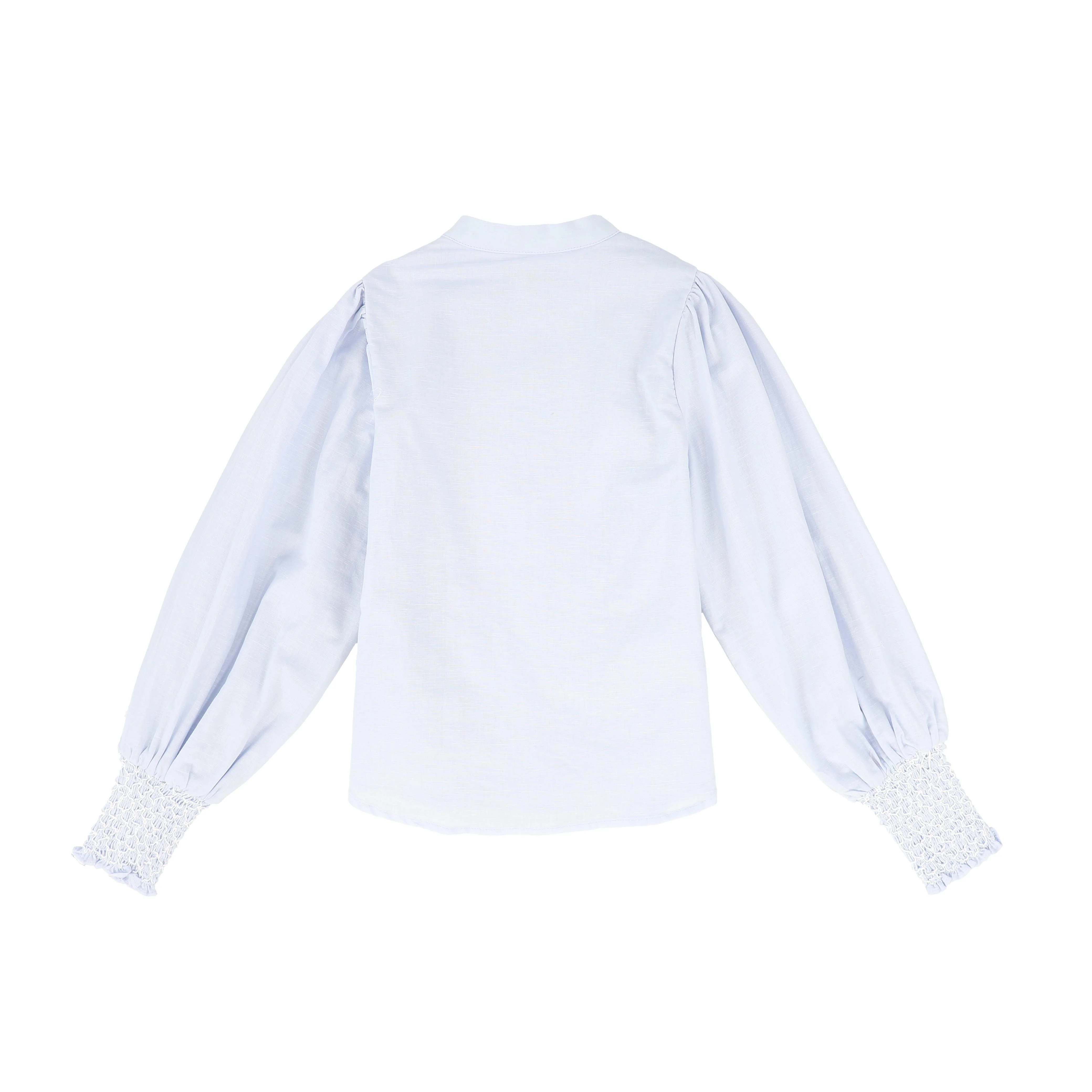 BAMBOO LIGHT BLUE STITCHED LINEN BLOUSE [FINAL SALE] - Image 2