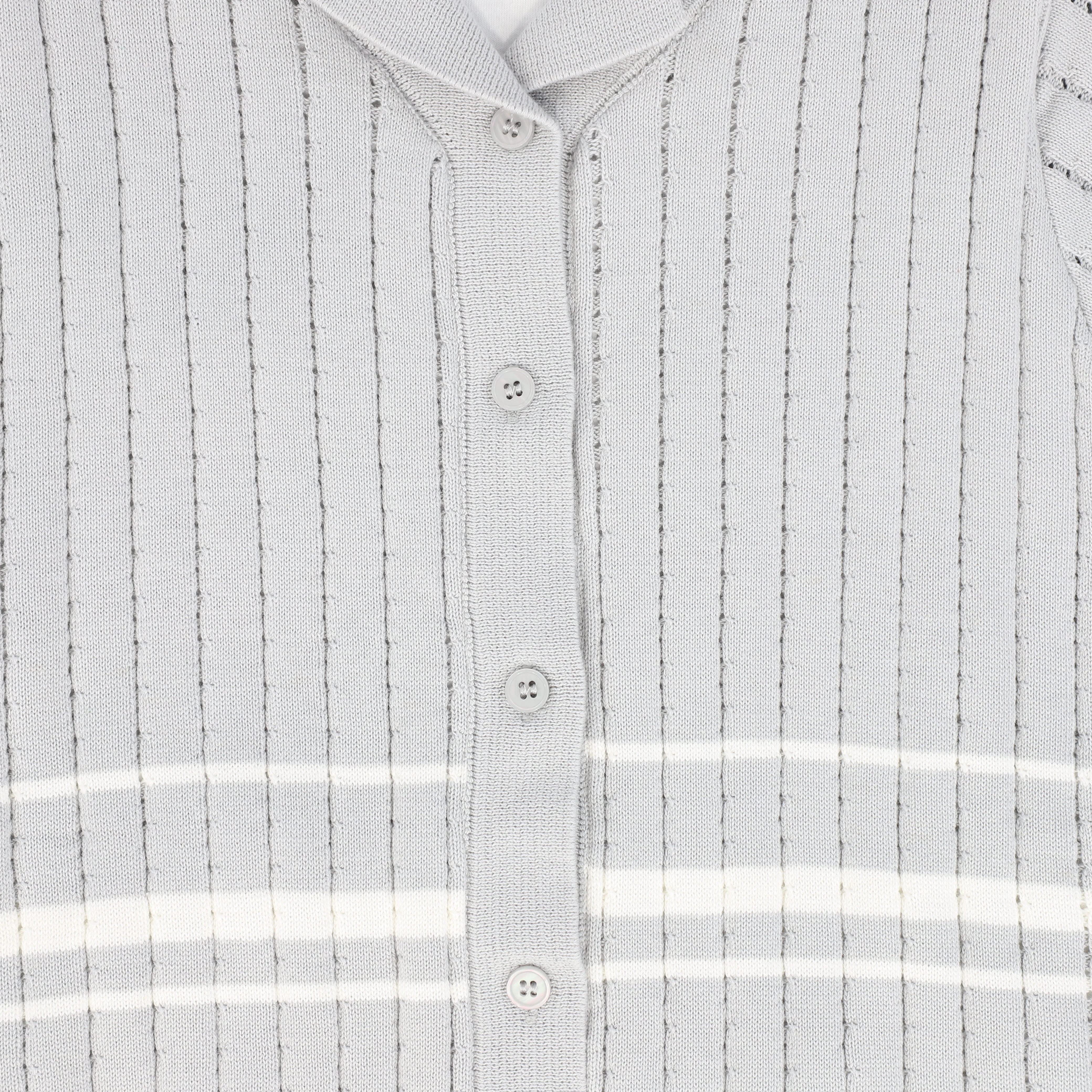BAMBOO LIGHT GREY/WHITE STRIPE RIBBED SWEATER [FINAL SALE] - Image 3