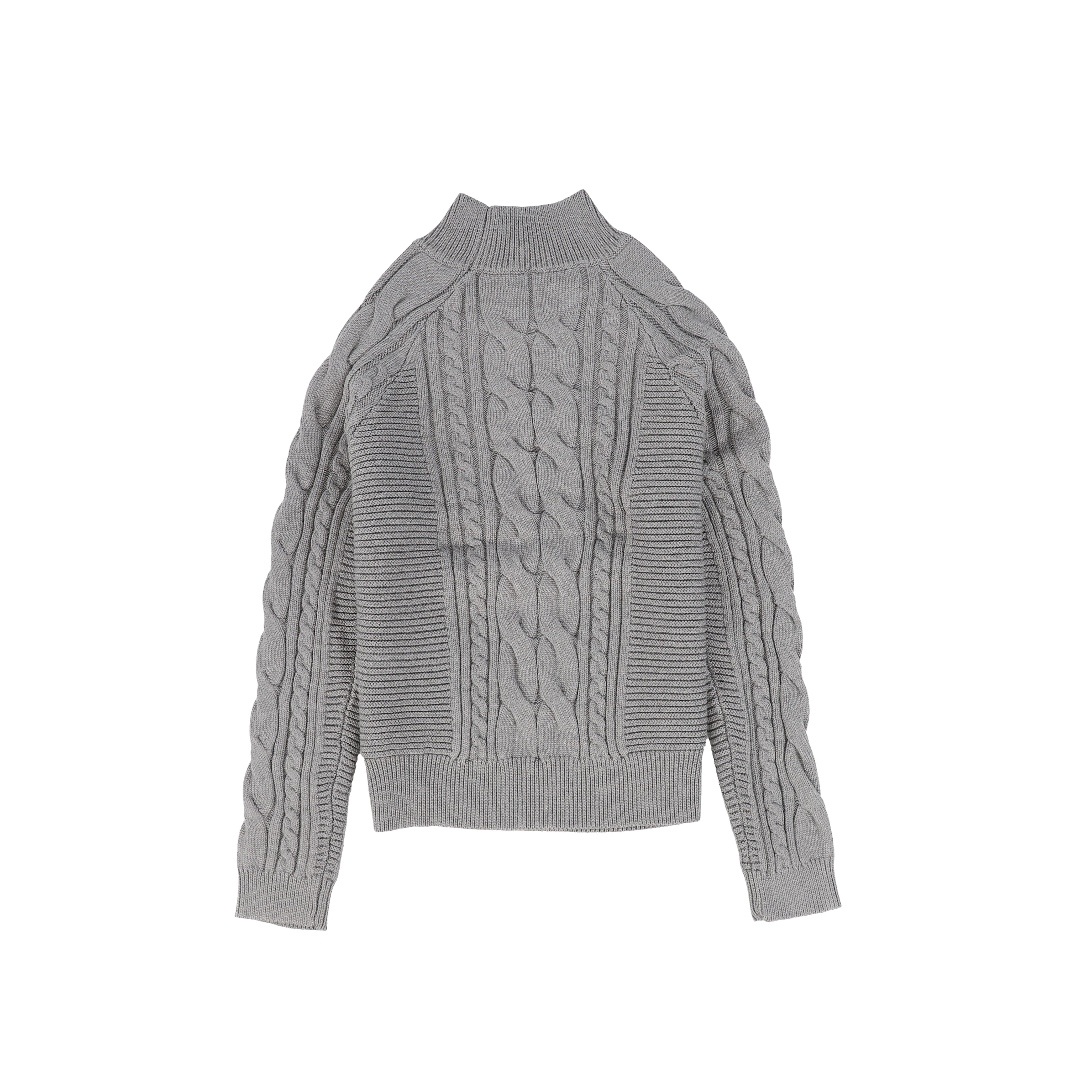 BAMBOO LIGHT GREY BRAIDED KNIT SWEATER [FINAL SALE] - Image 2