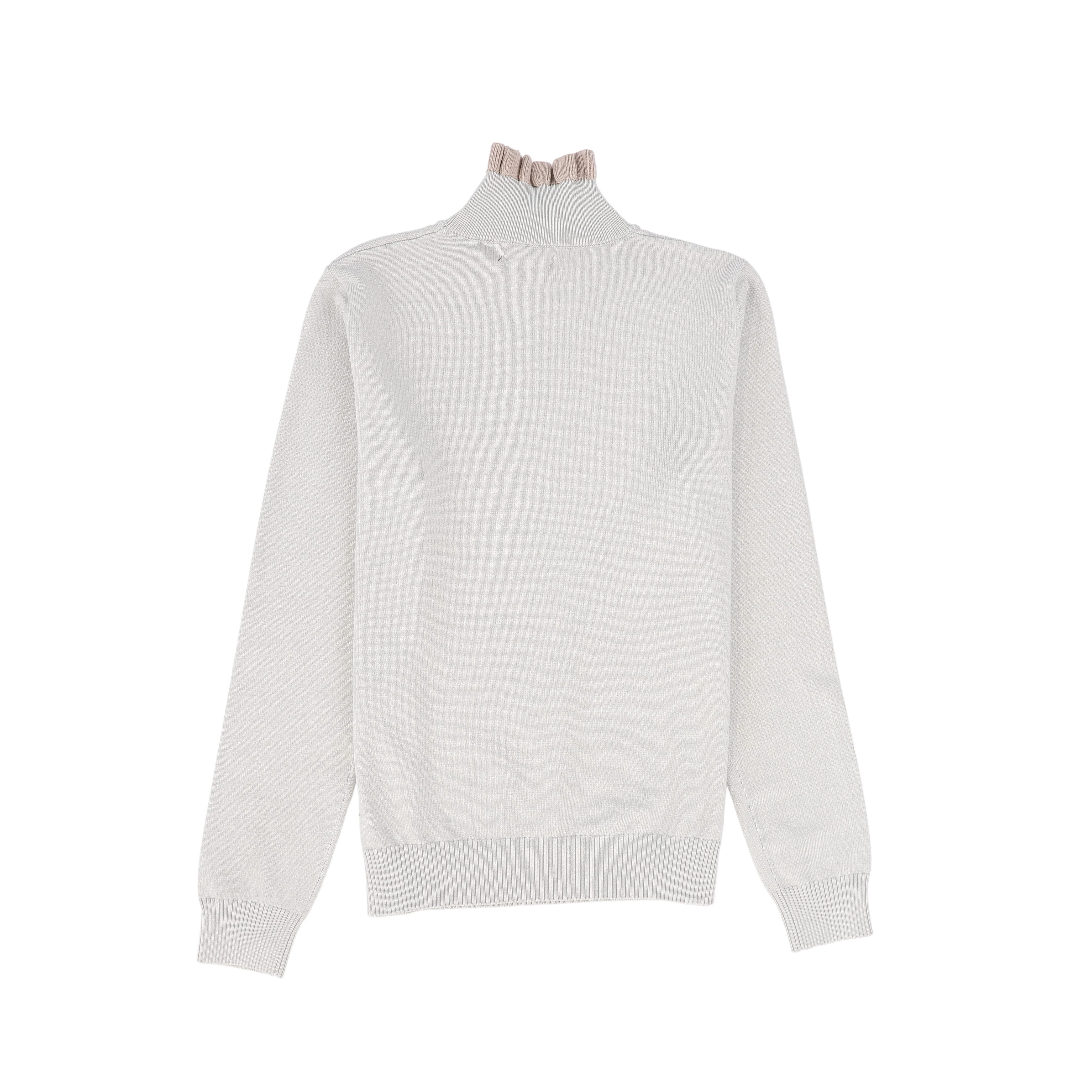BAMBOO LIGHT GREY RUFFLE NECK SWEATER [FINAL SALE] - Image 2