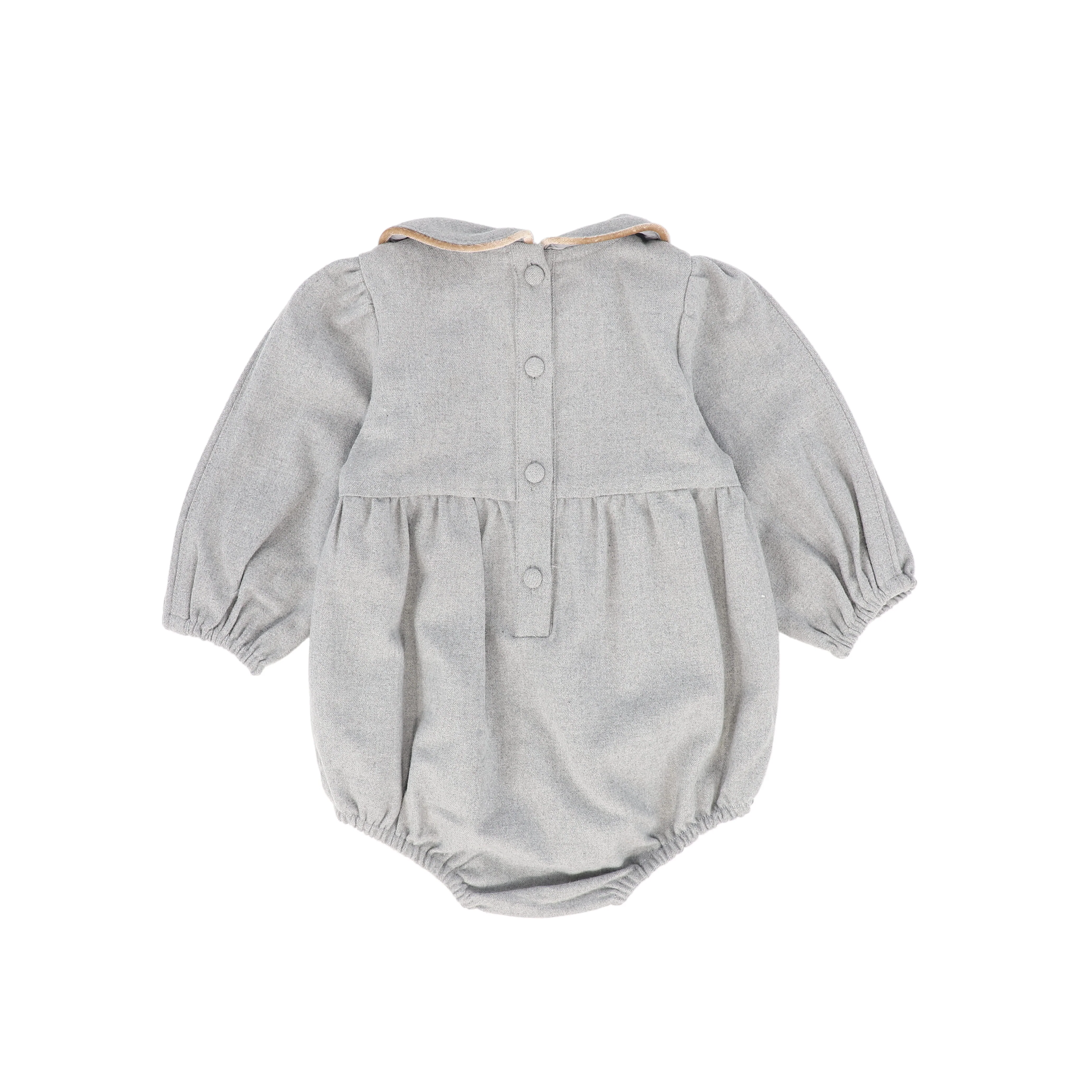 BAMBOO LIGHT GREY WOOL PIPED ROMPER [FINAL SALE] - Image 2