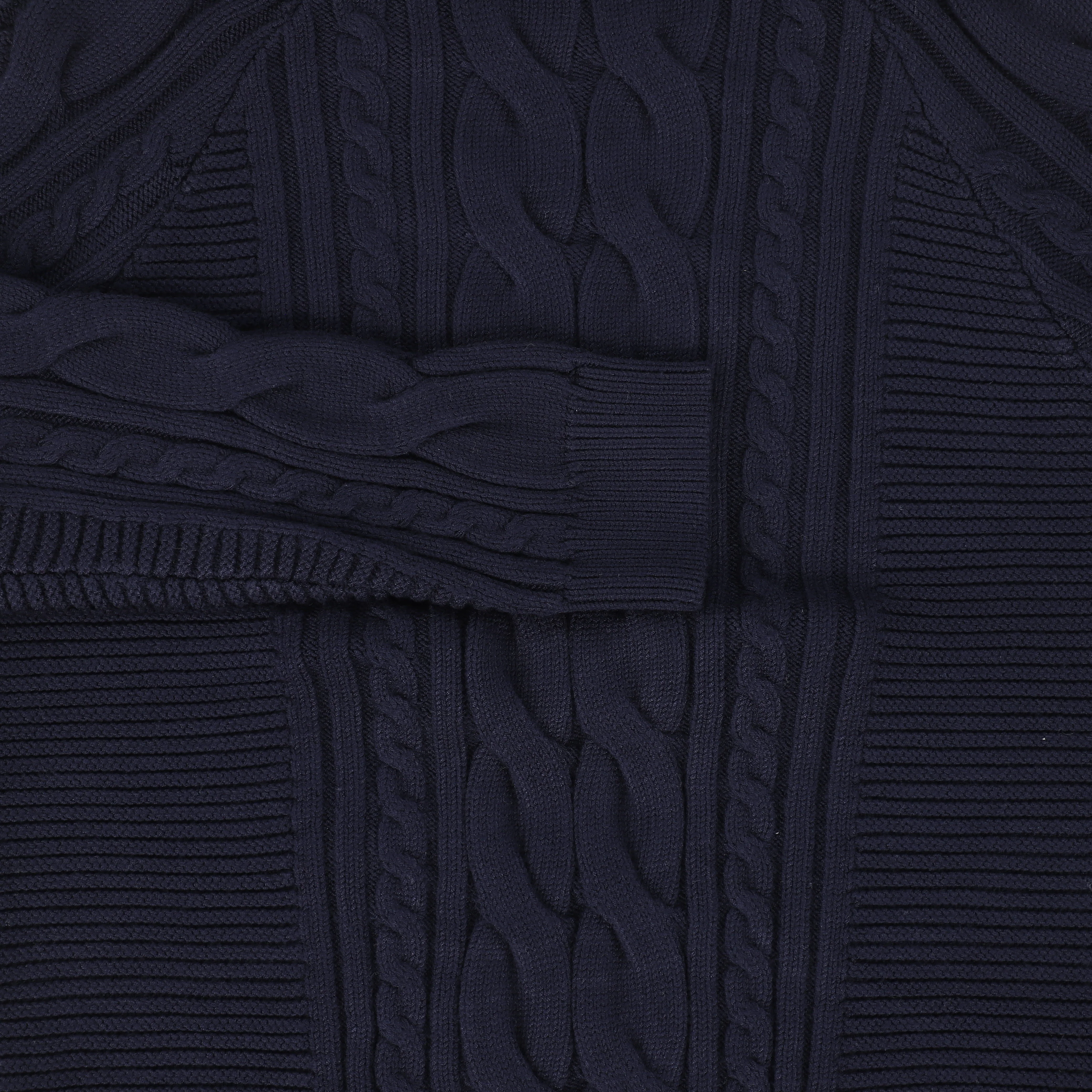 Bamboo Navy Braided Knit Mock Neck Sweater [FINAL SALE] - Image 2
