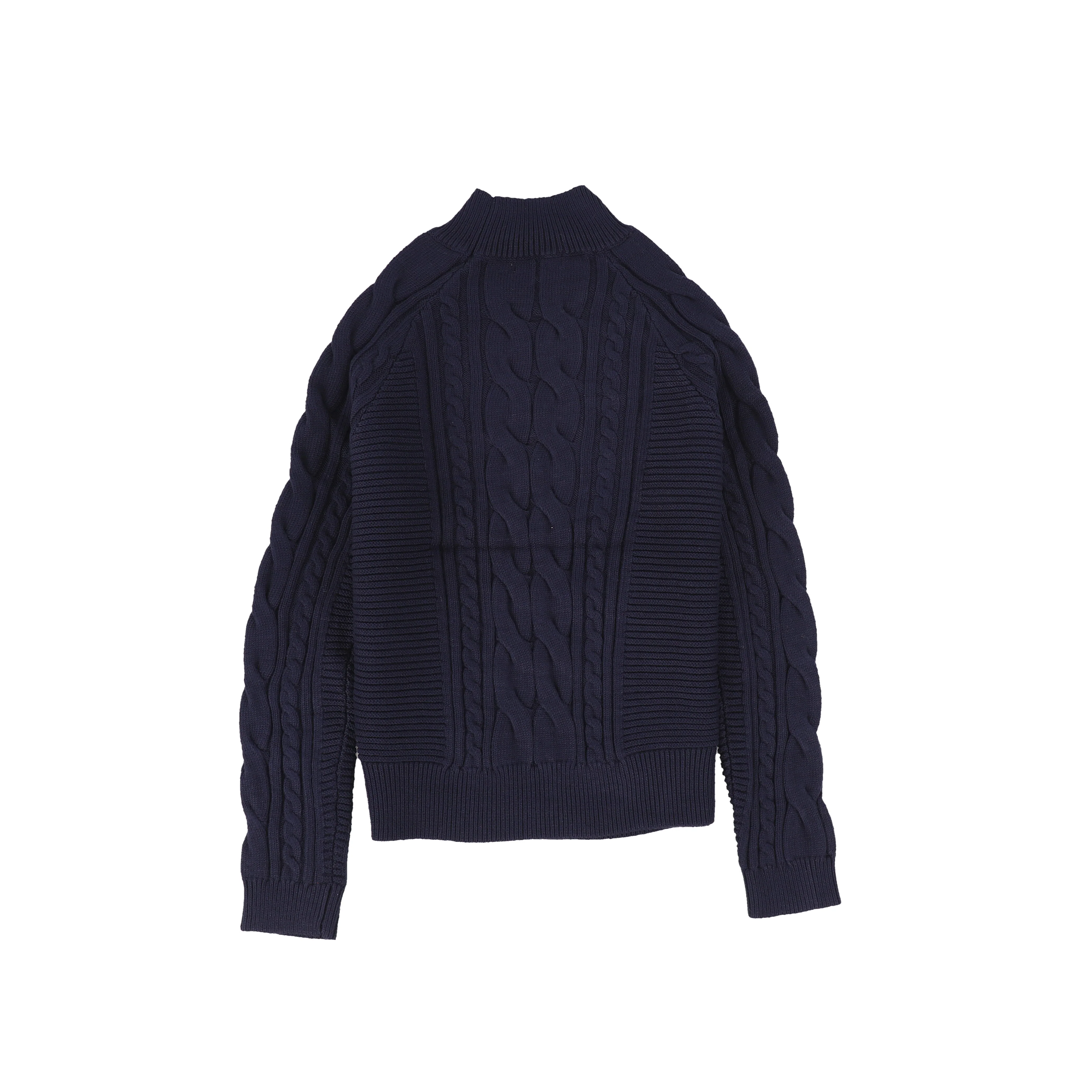 Bamboo Navy Braided Knit Mock Neck Sweater [FINAL SALE] - Image 3