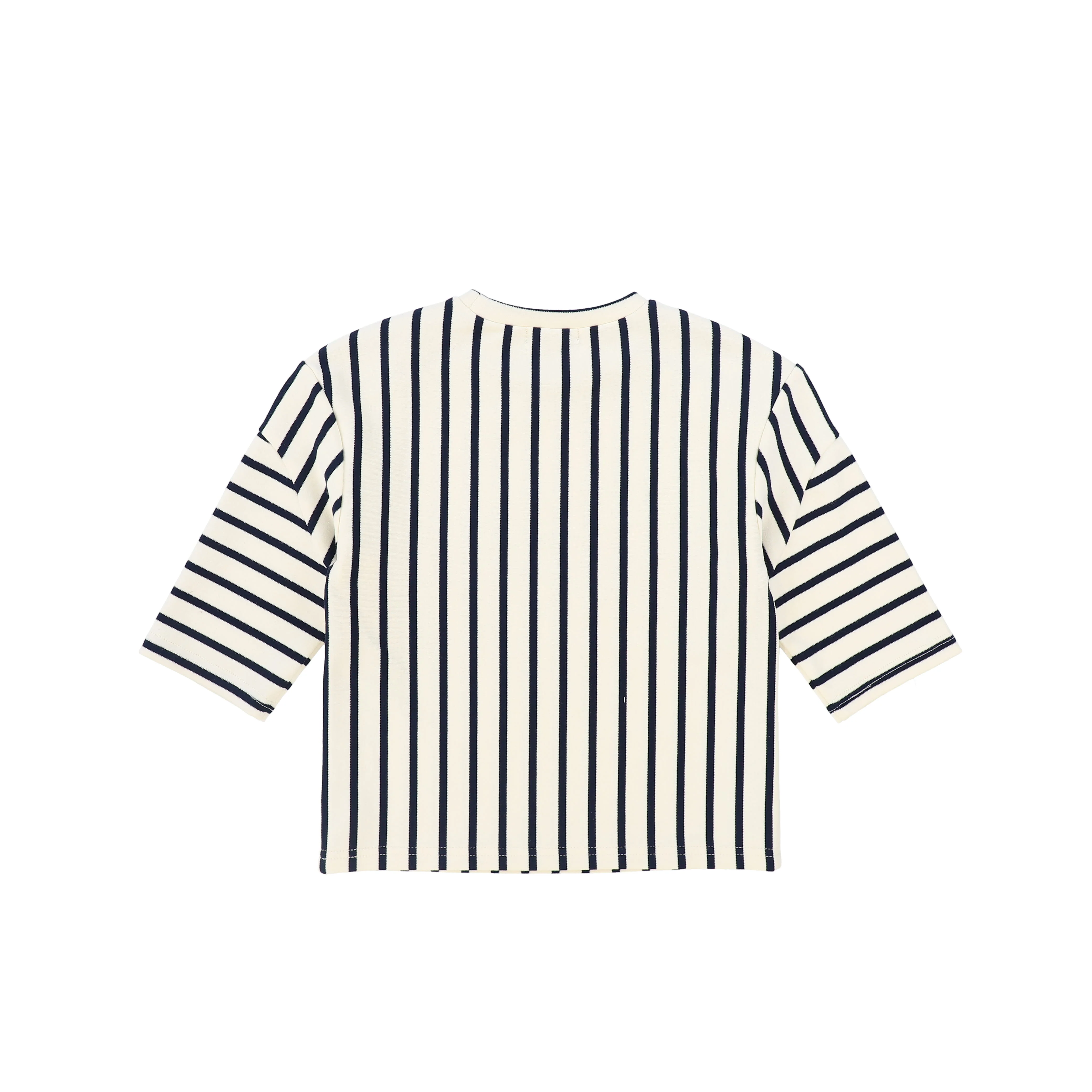 BAMBOO NAVY SCRIPT STRIPED T-SHIRT [FINAL SALE] - Image 2