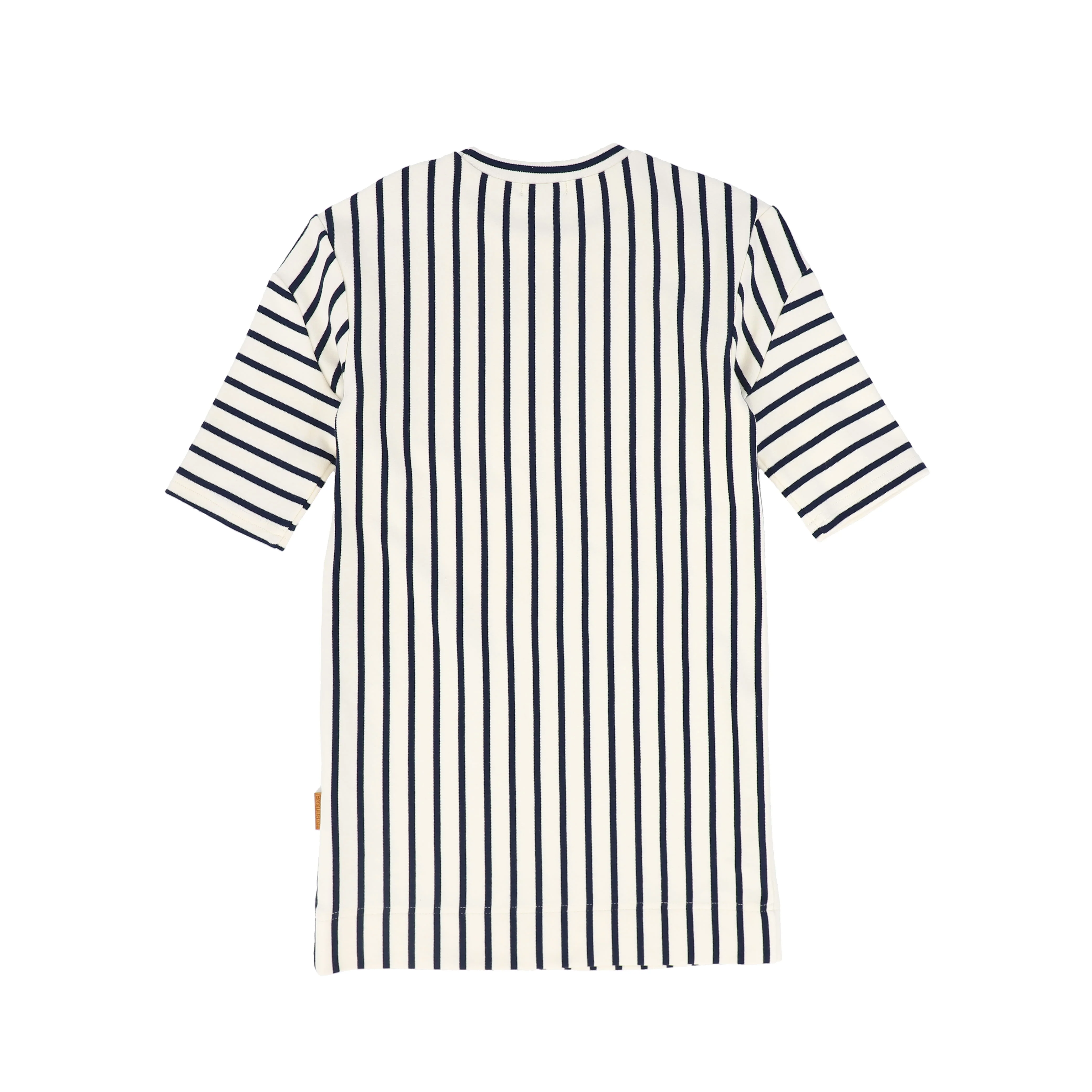 BAMBOO NAVY SCRIPT STRIPED 3/4 SLEEVE T-SHIRT DRESS [FINAL SALE] - Image 2