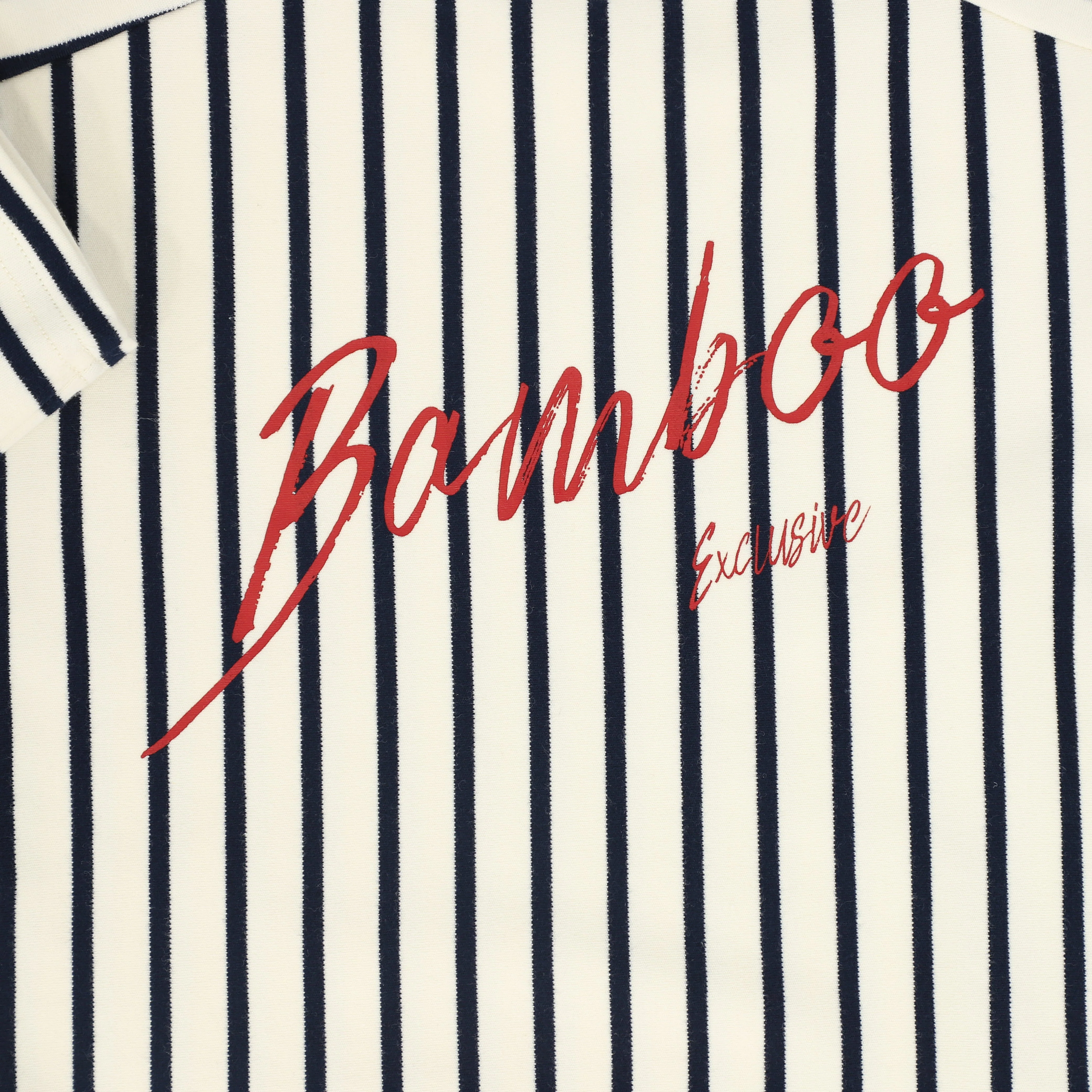 BAMBOO NAVY SCRIPT STRIPED 3/4 SLEEVE T-SHIRT DRESS [FINAL SALE] - Image 3