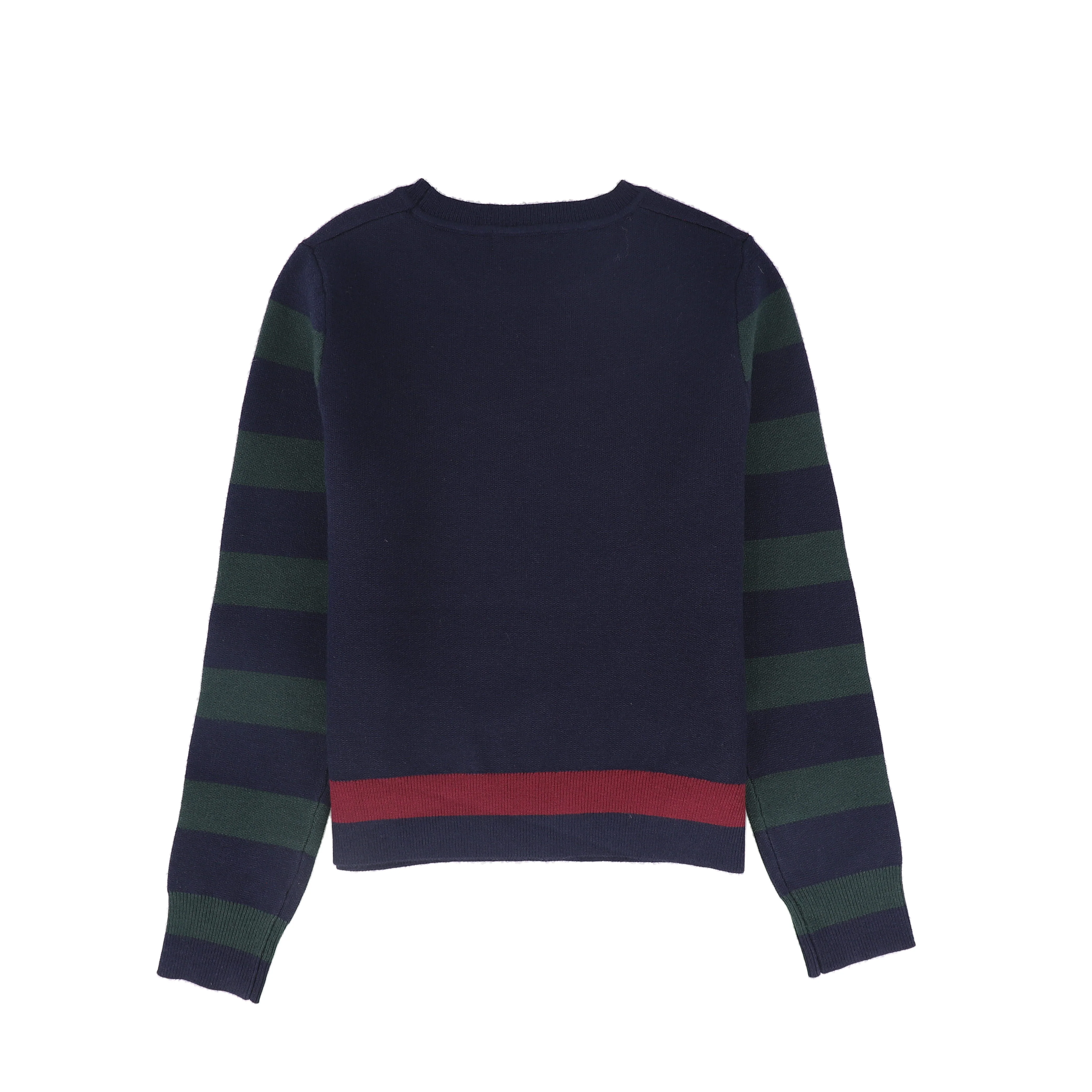 BAMBOO NAVY/RED STRIPE CENTER CREST SWEATER [FINAL SALE] - Image 2