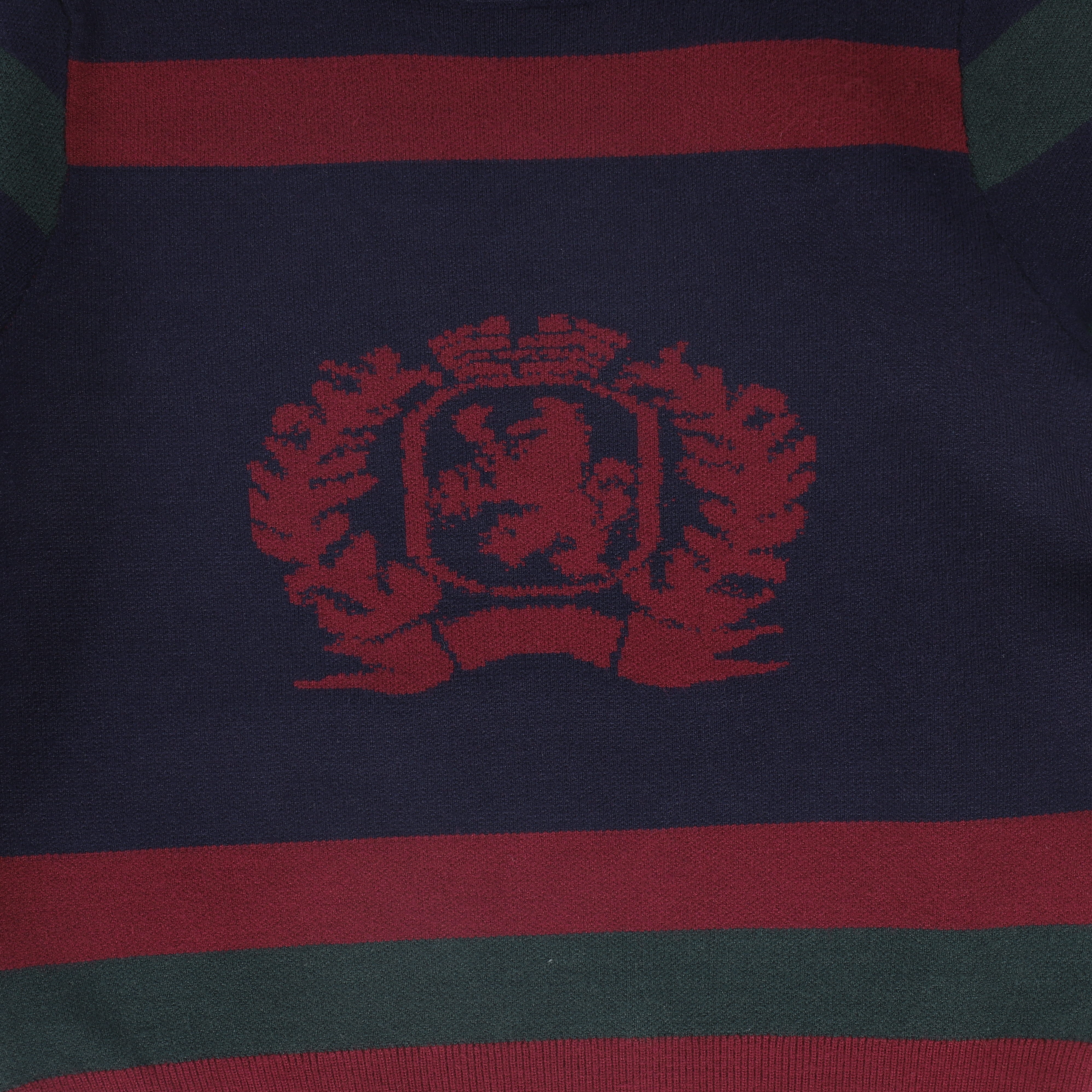 BAMBOO NAVY/RED STRIPE CENTER CREST SWEATER [FINAL SALE] - Image 3