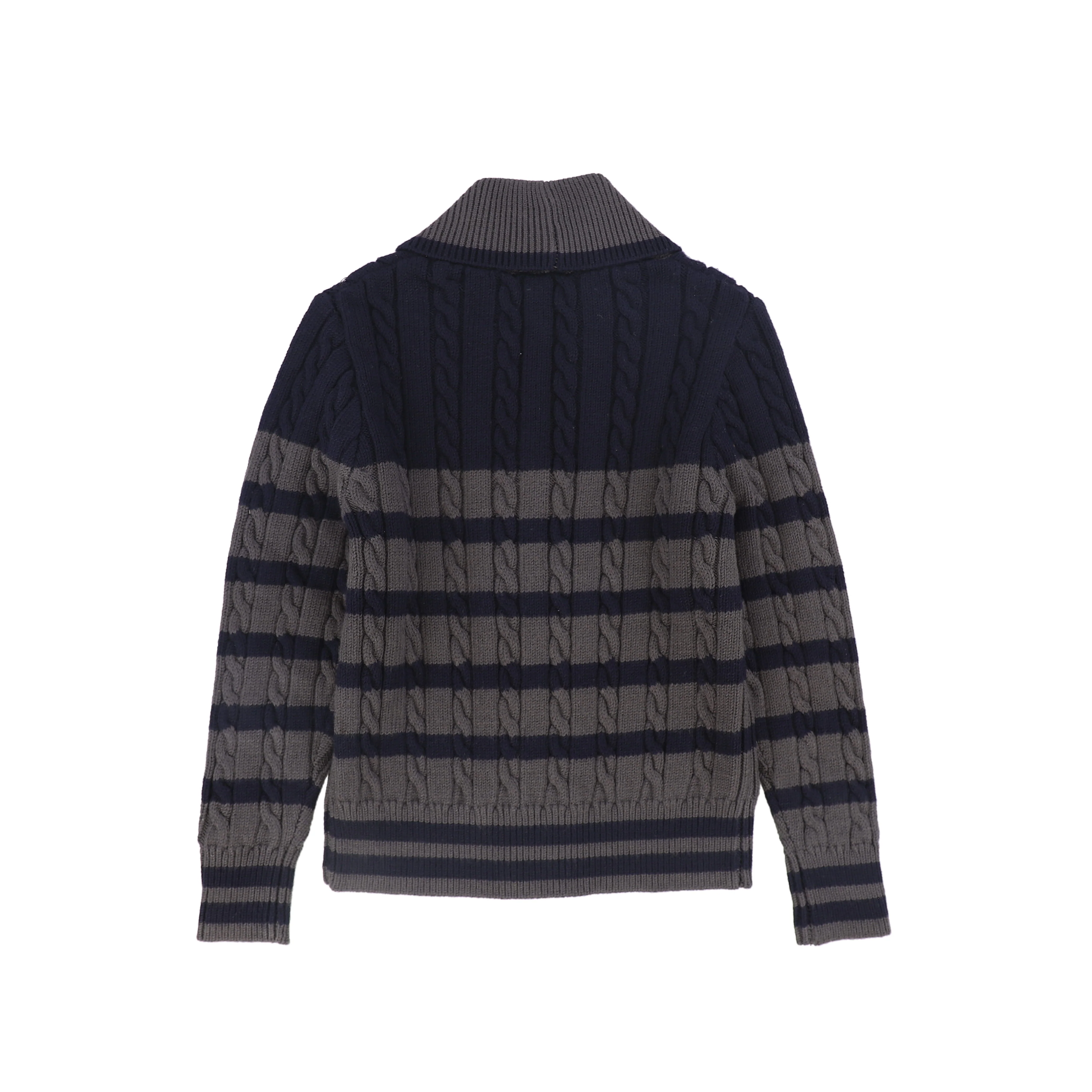 BAMBOO NAVY STRIPED KNIT BUTTON DOWN CARDIGAN [FINAL SALE] - Image 2