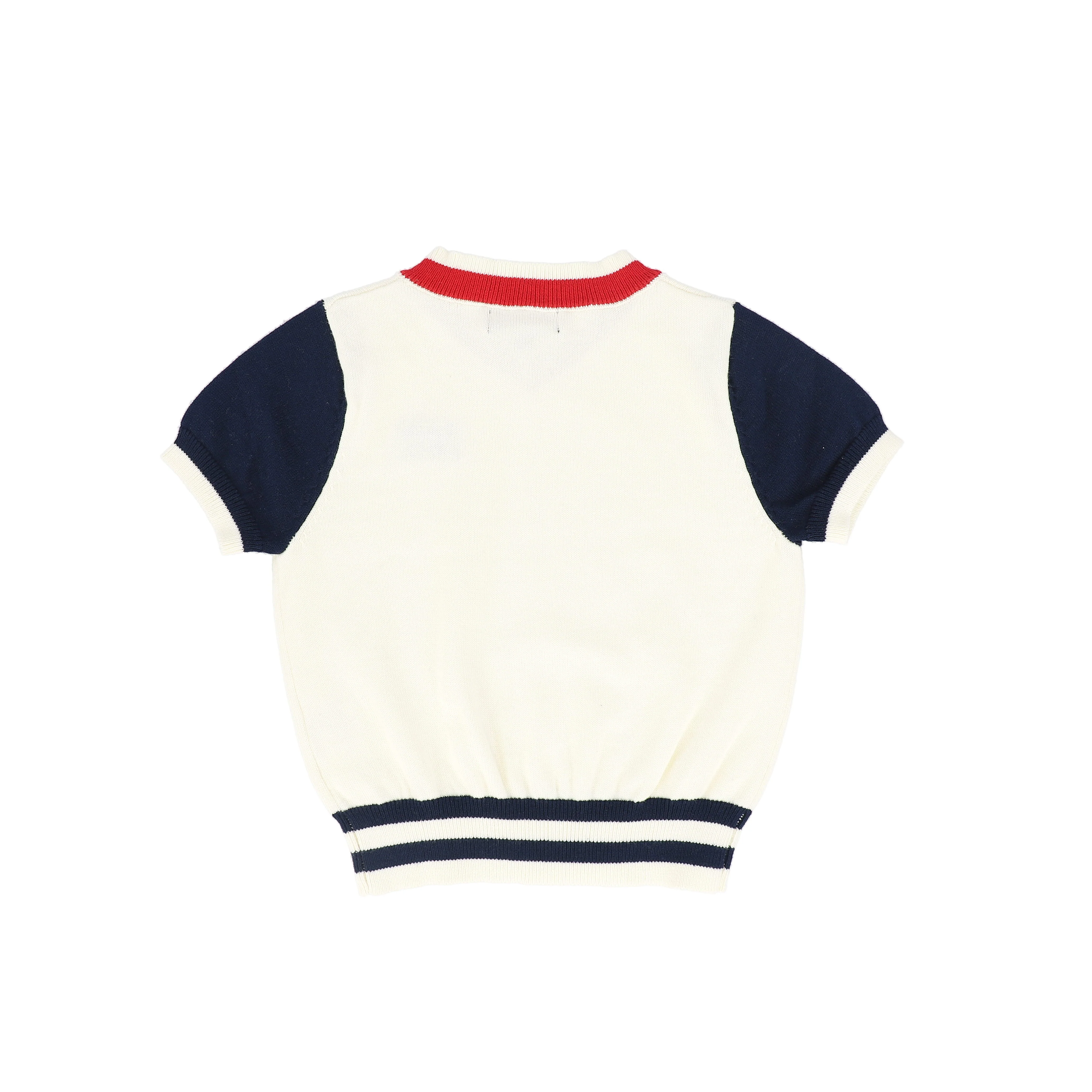 BAMBOO NAVY/WHITE COLORBLOCK EMBLEM SWEATER [FINAL SALE] - Image 2
