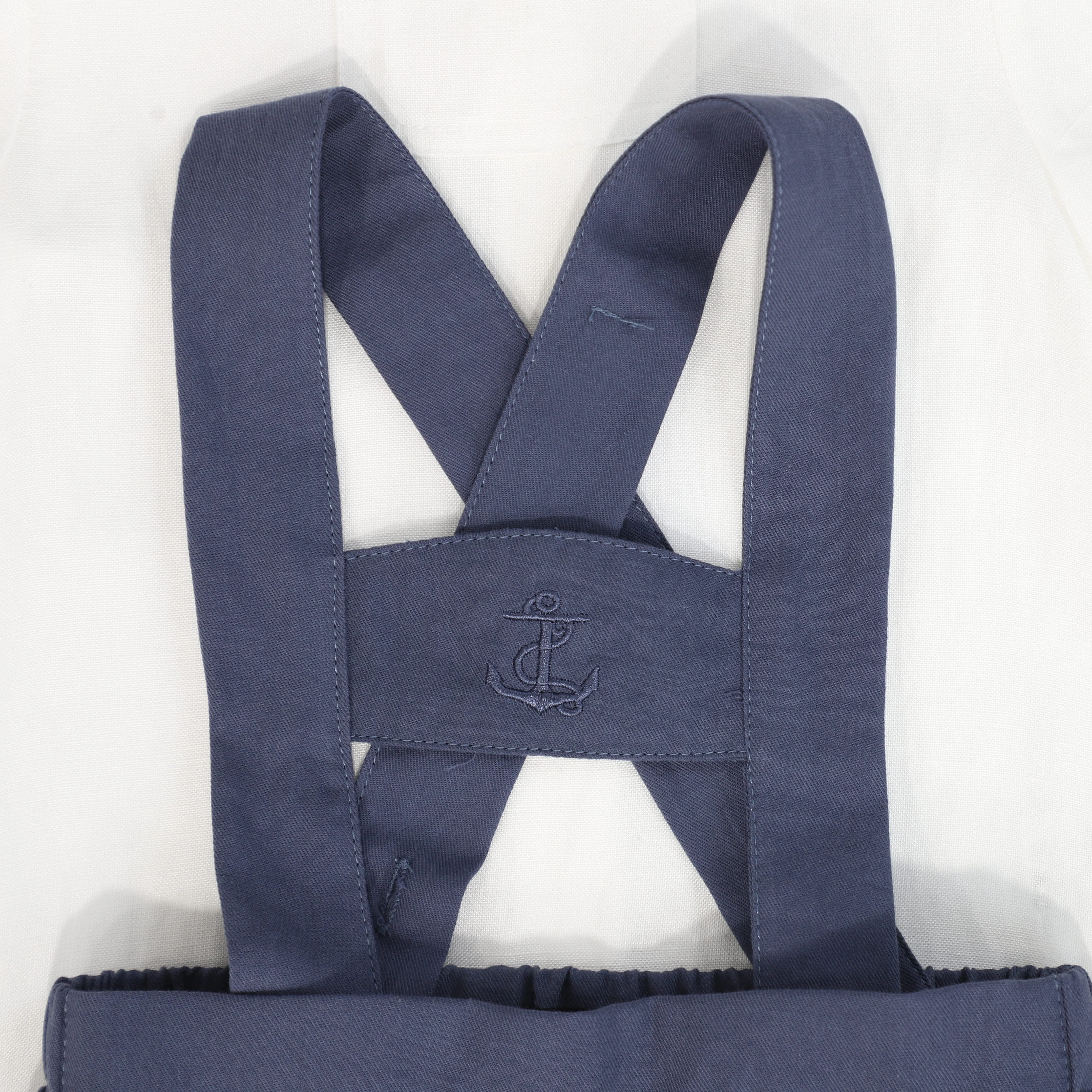 BAMBOO NAVY/WHITE SUSPENDER SHORT SET [FINAL SALE] - Image 2