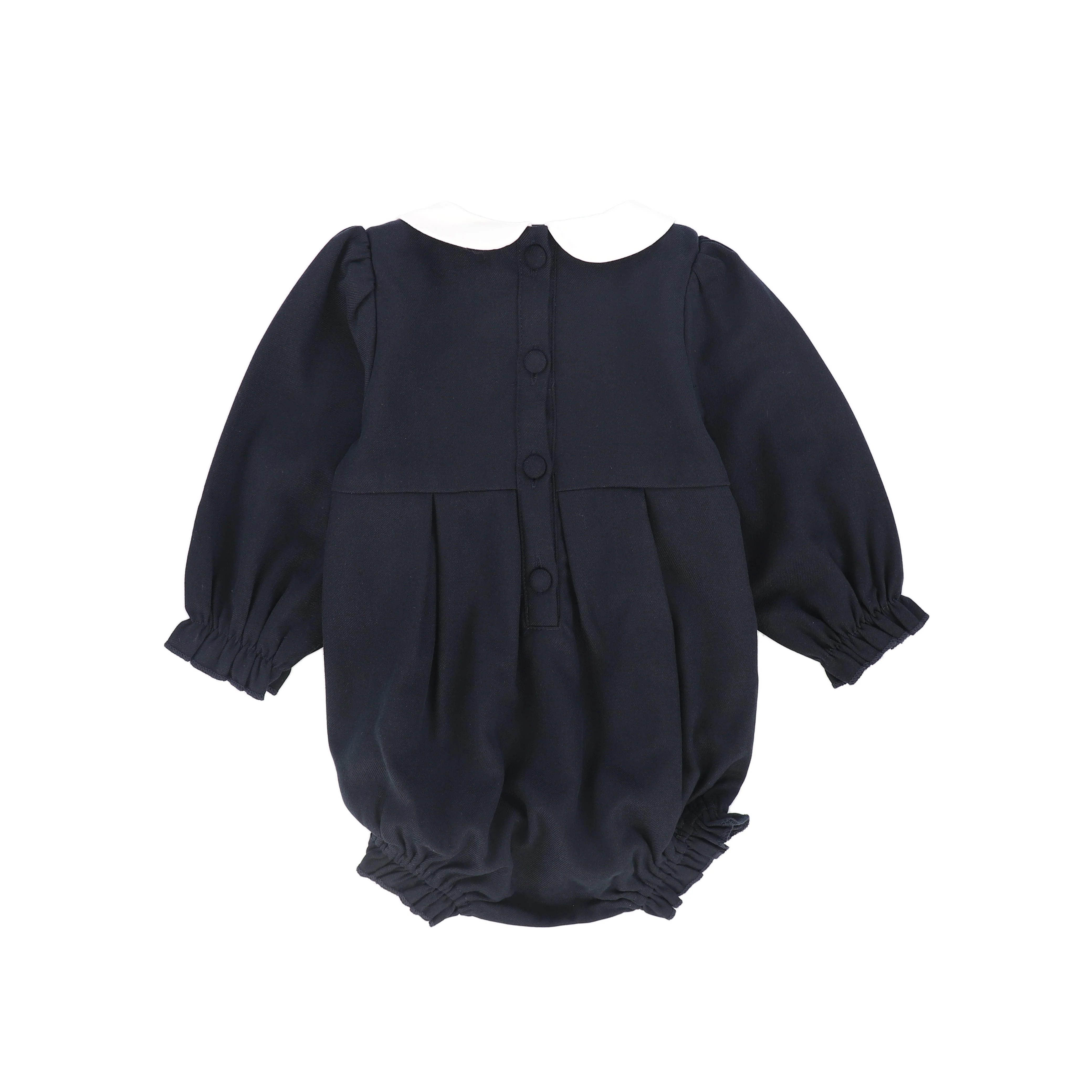 BAMBOO NAVY WOOL EMBROIDERED ROMPER [FINAL SALE] - Image 2