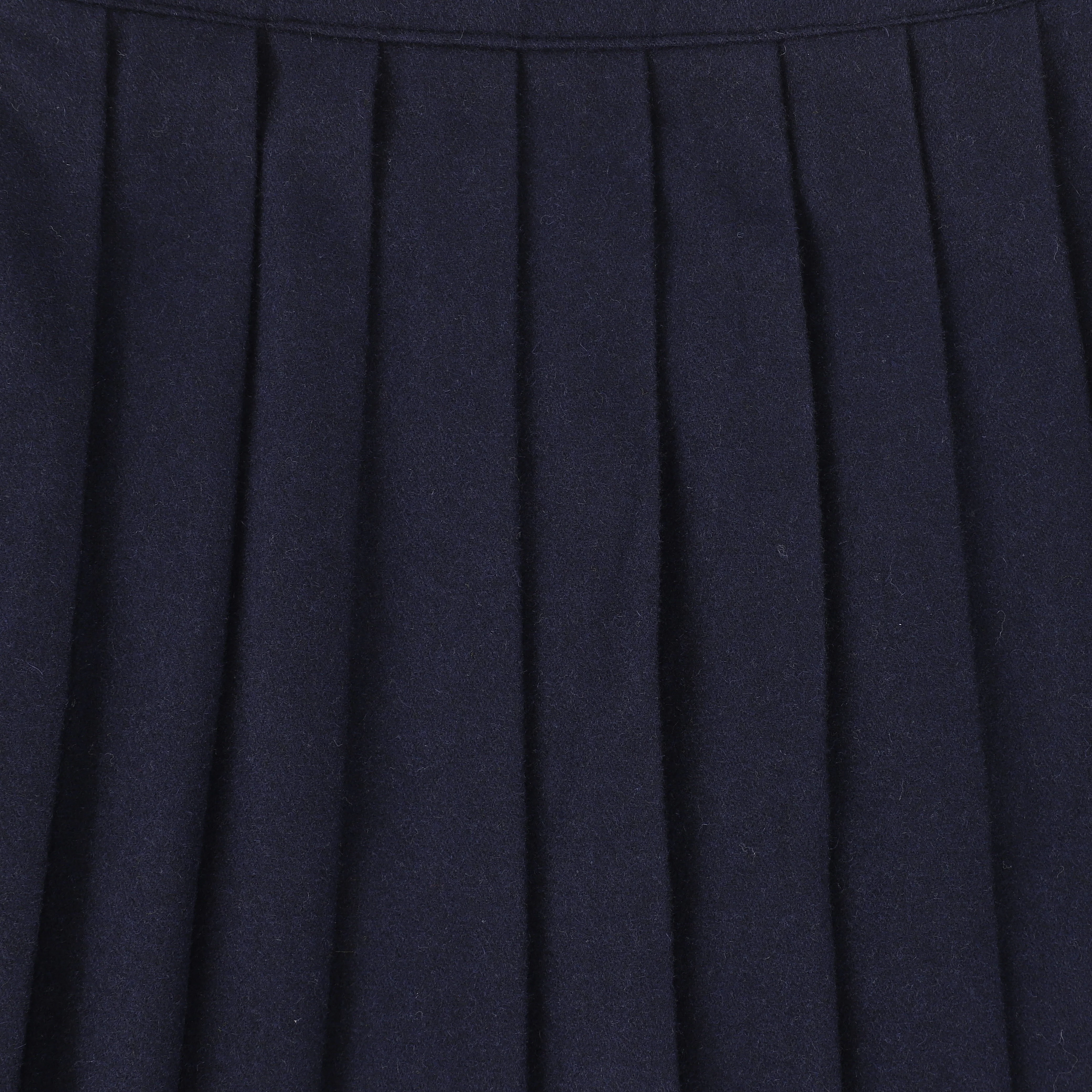 Bamboo Navy Wool Pleated Skirt And Jacket Set [FINAL SALE] - Image 3