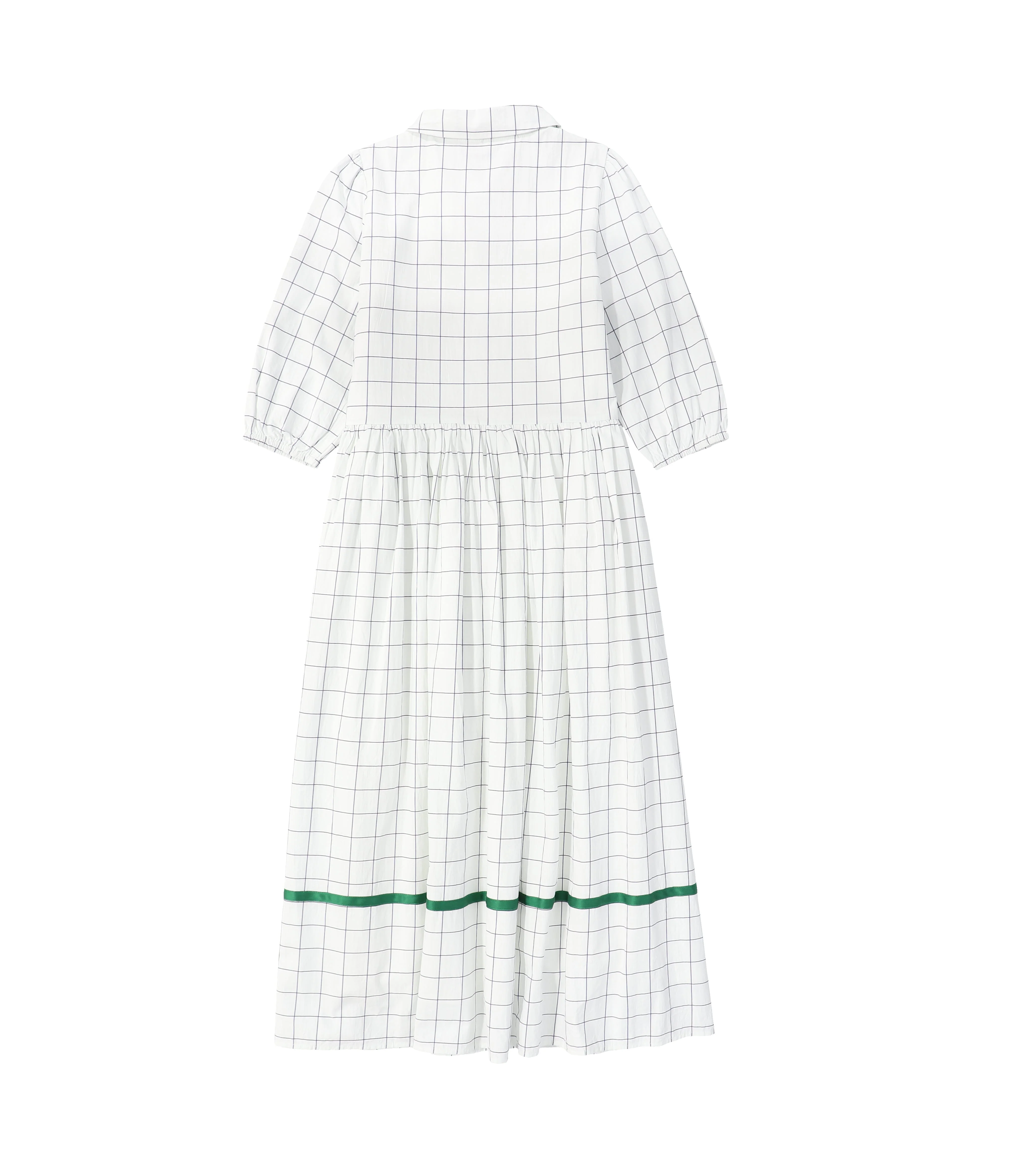 BAMBOO WHITE GATHERED COLLAR MIDI DRESS [FINAL SALE] - Image 2
