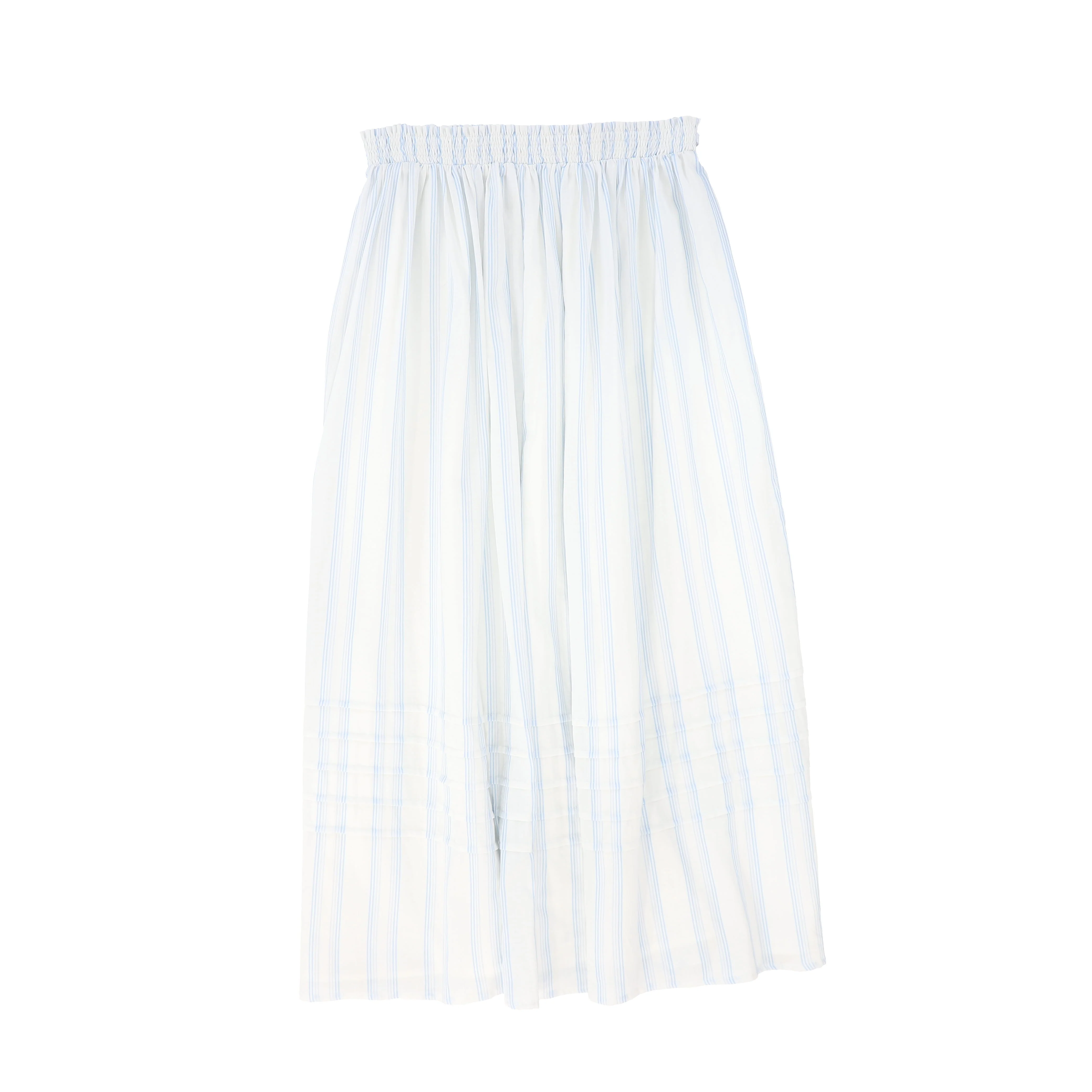 BAMBOO WHITE/BLUE LINEN STRIPED BELTED SKIRT [FINAL SALE] - Image 2
